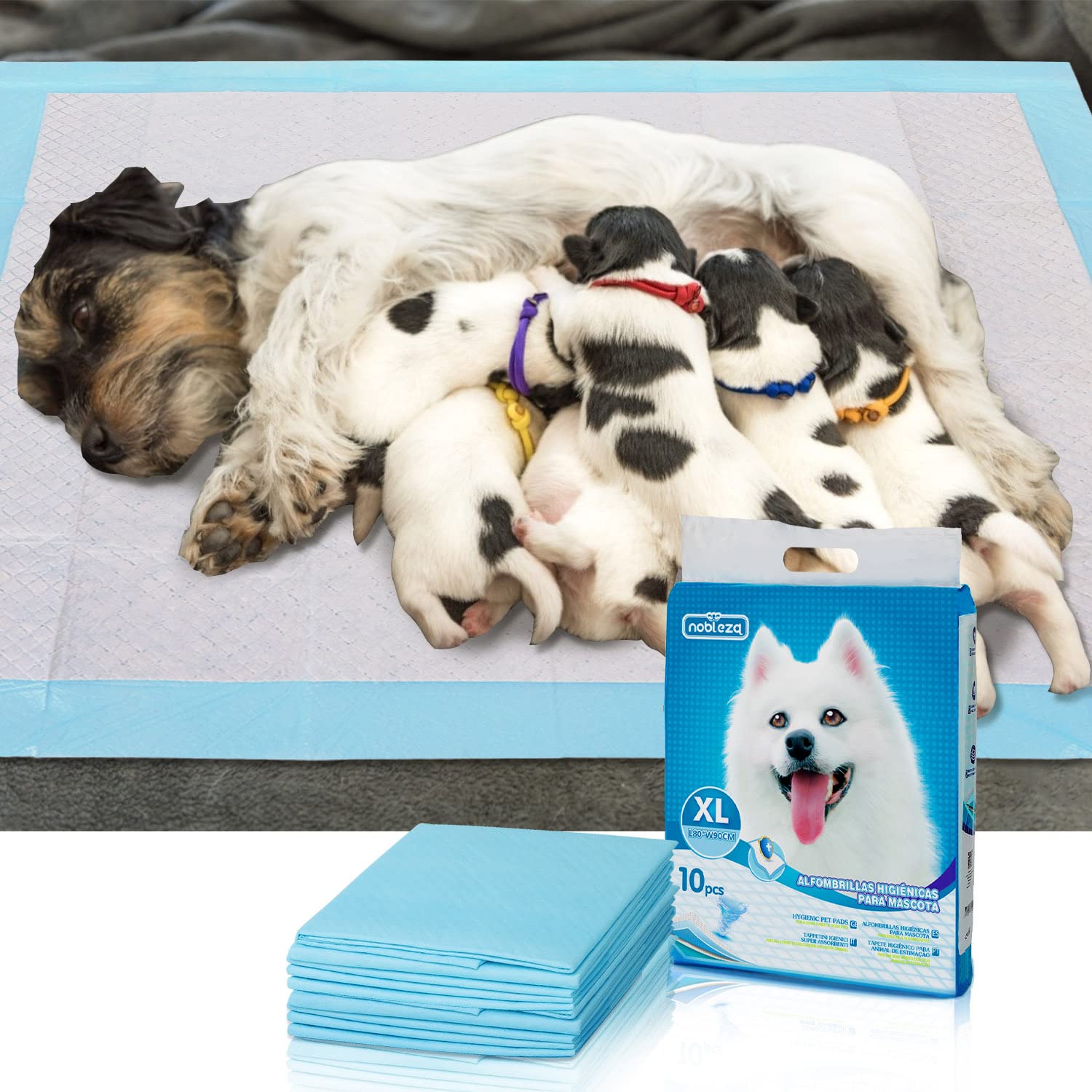 Nobleza 300x Empapadores Perros de Adiestramiento, Alfombras Higiénica de Entrenamiento para Mascotas, Caninas Alfombrilla, Ultra Absorbente 90 x 80cm