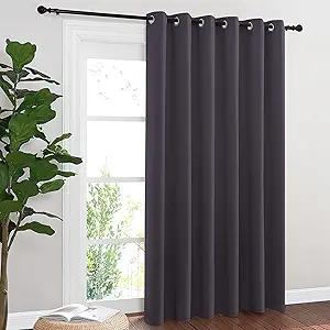 NICETOWN Blackout Sliding Door Curtains 84 Inch Length, Extra Wide Room Divider Grommet Energy Saving Thermal Insulated Curtain for Patio Door Window(W80 x L84, 1 Panel, Greyish Purple)