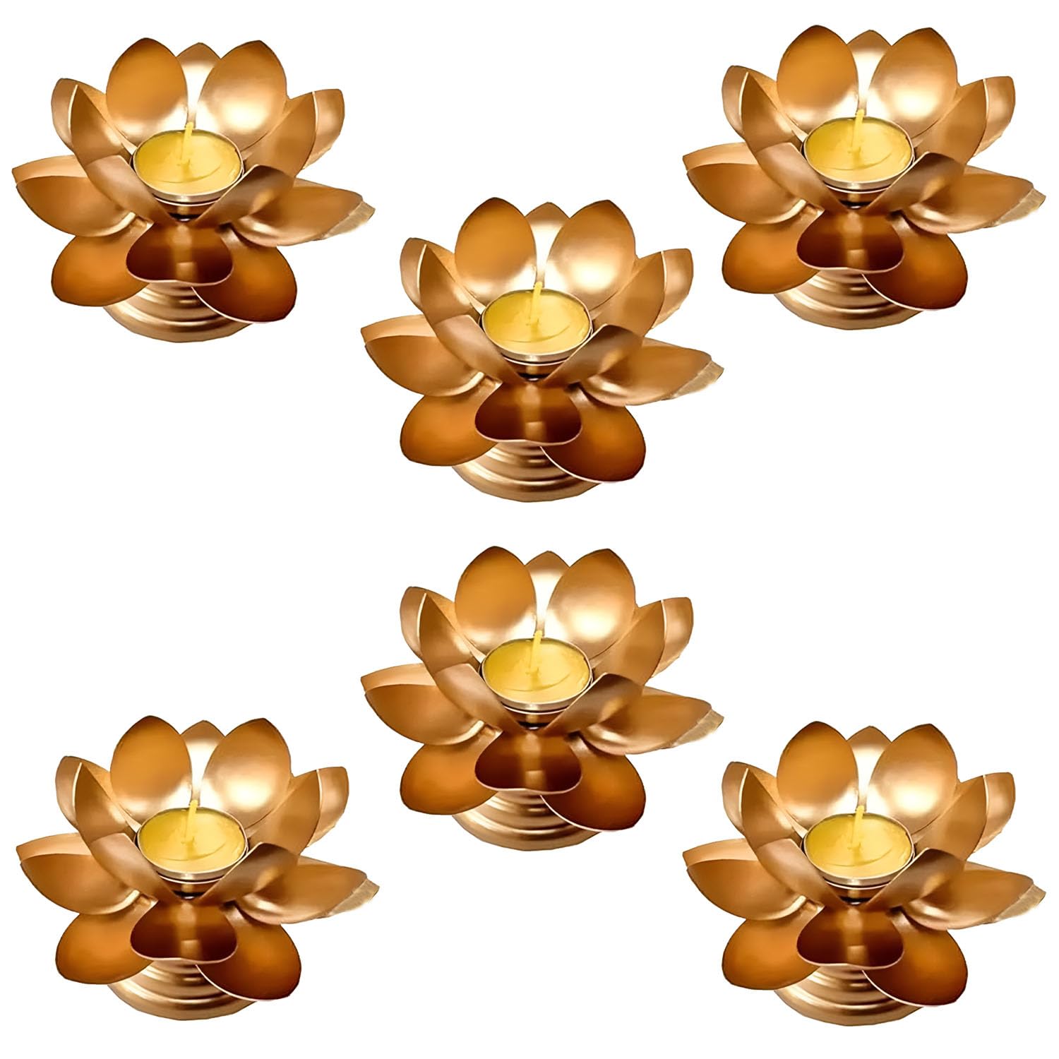 Easyera Beautiful Lotus Tealight Holder Candle Stand Metal Home Decoration Festival Occasions Diwali Ga (Not Include Glass Candle) Golden Pack 6 (Pack of 6- (Golden) Mini Lotus) (B0DB5JCTQQ) Amazon Price History, Amazon Price Tracker