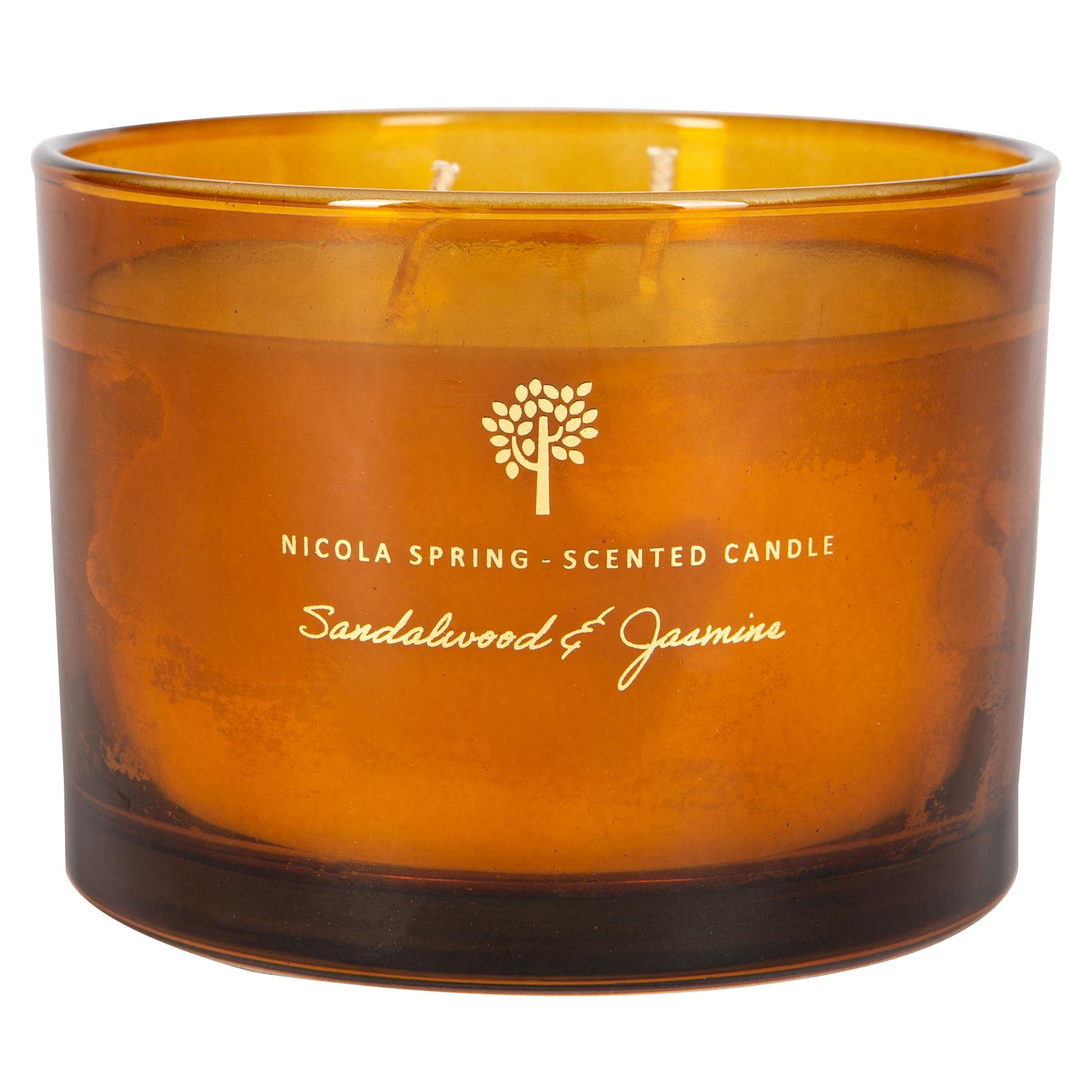 Nicola Spring Sandalwood & Jasmine Scented Candle - 350g - 38 Hour Burning Time Natural Soy Wax Double Wick Candles Relaxing Fragrance Aromatherapy Gift Set