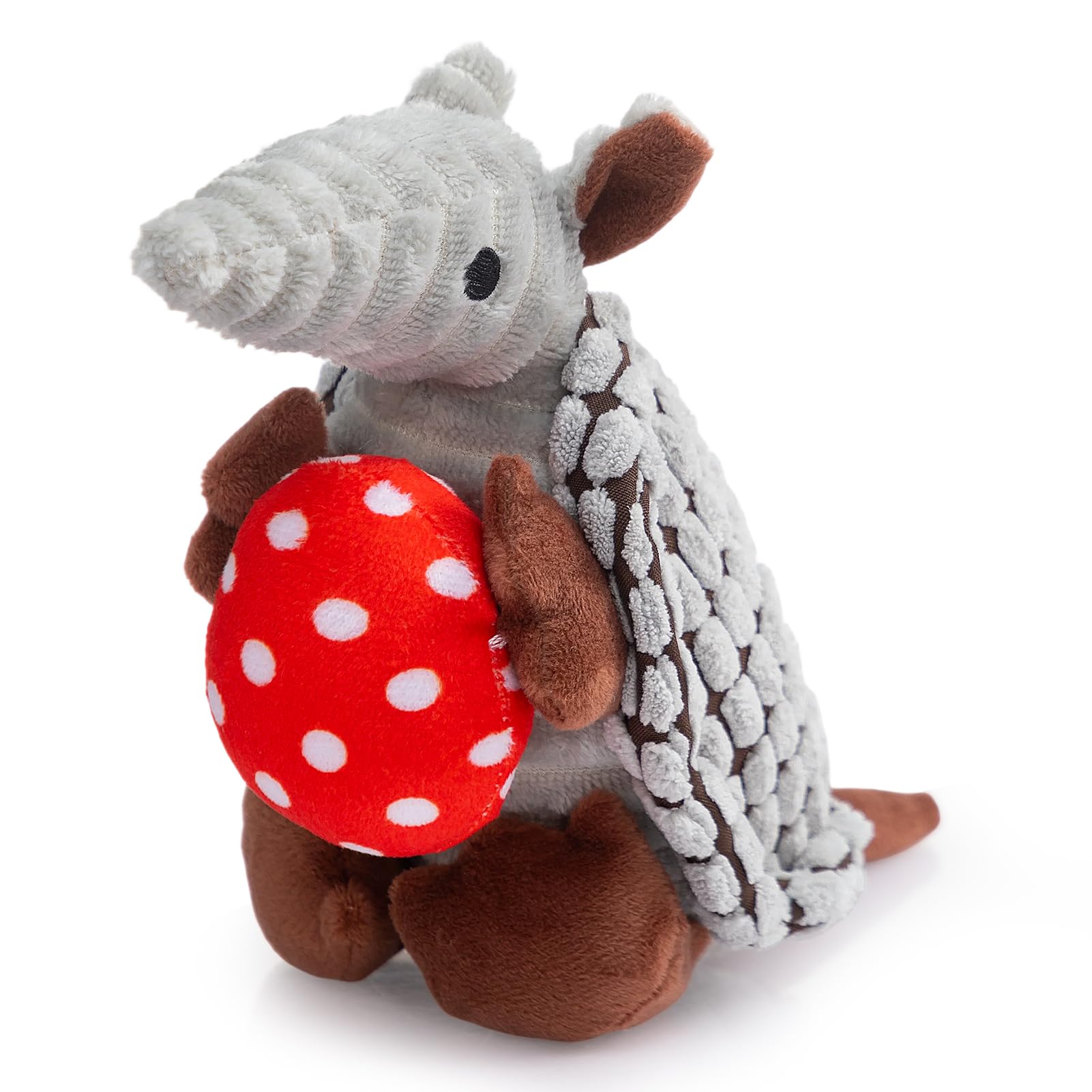 Hollypet Armadillo Squeaky Puppy Dog Toys for Small Medium Dogs, Red Egg