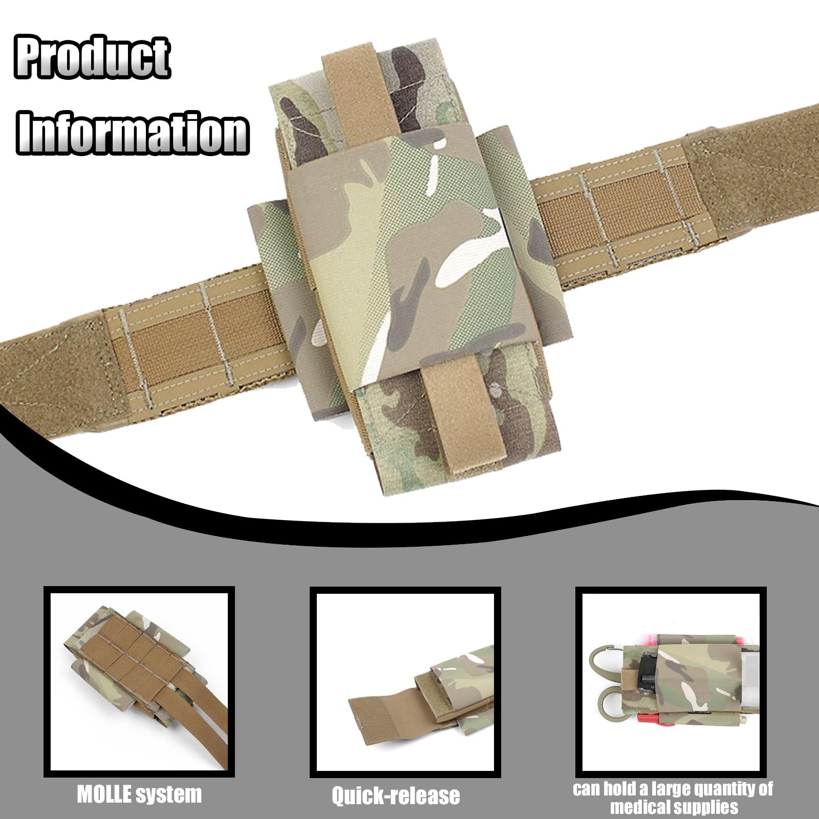 Custodia Medica Tattica Molle, Custodia IFAK da Cintura per Soccorritori, Borsa di Sopravvivenza di Emergenza, per Campeggio Caccia Accessori e Sopravvivenza All'aperto