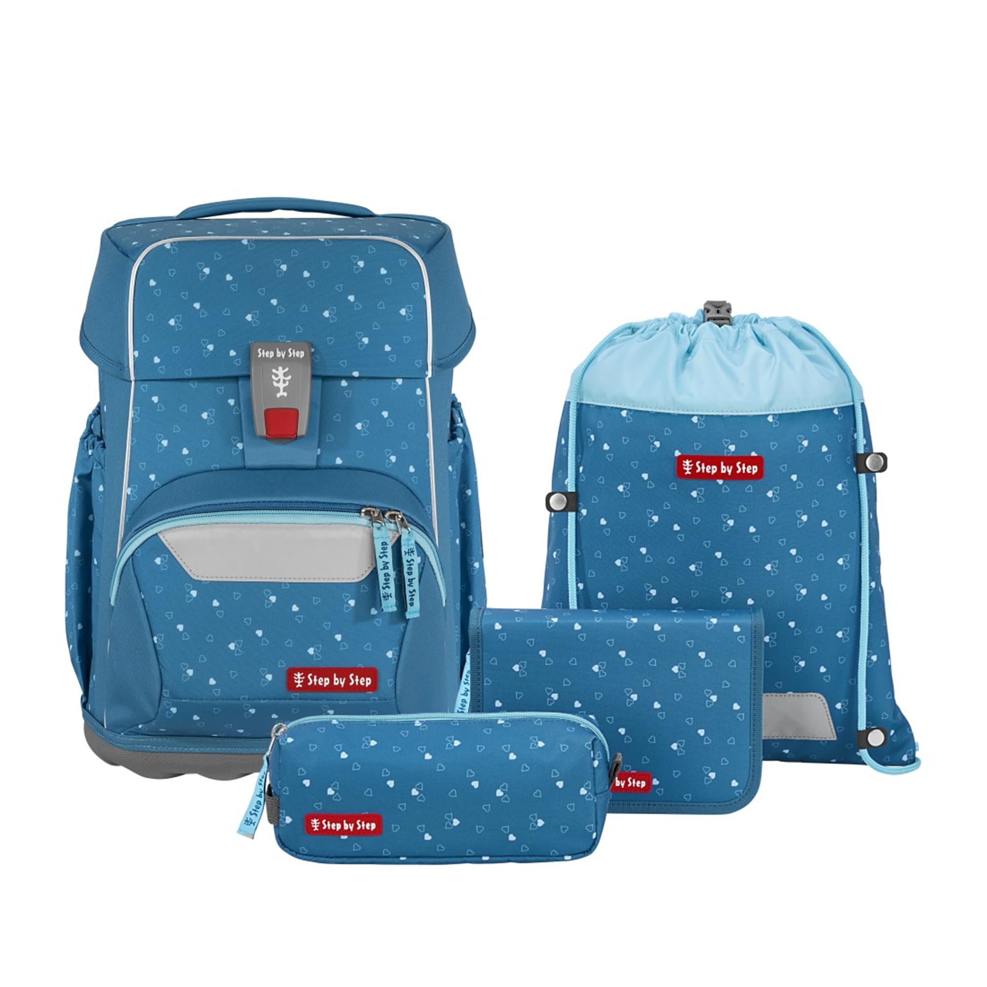 Step by Step Basis Schulranzen-Set 4-teilig Blue Hearts