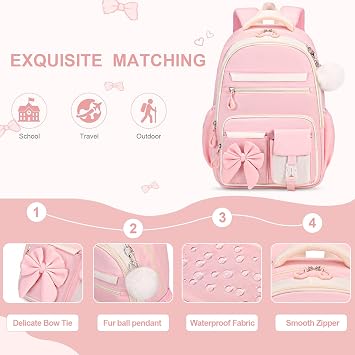 DIGOBAY Girls Backpack - Includes 14oz Insulated Water Bottle