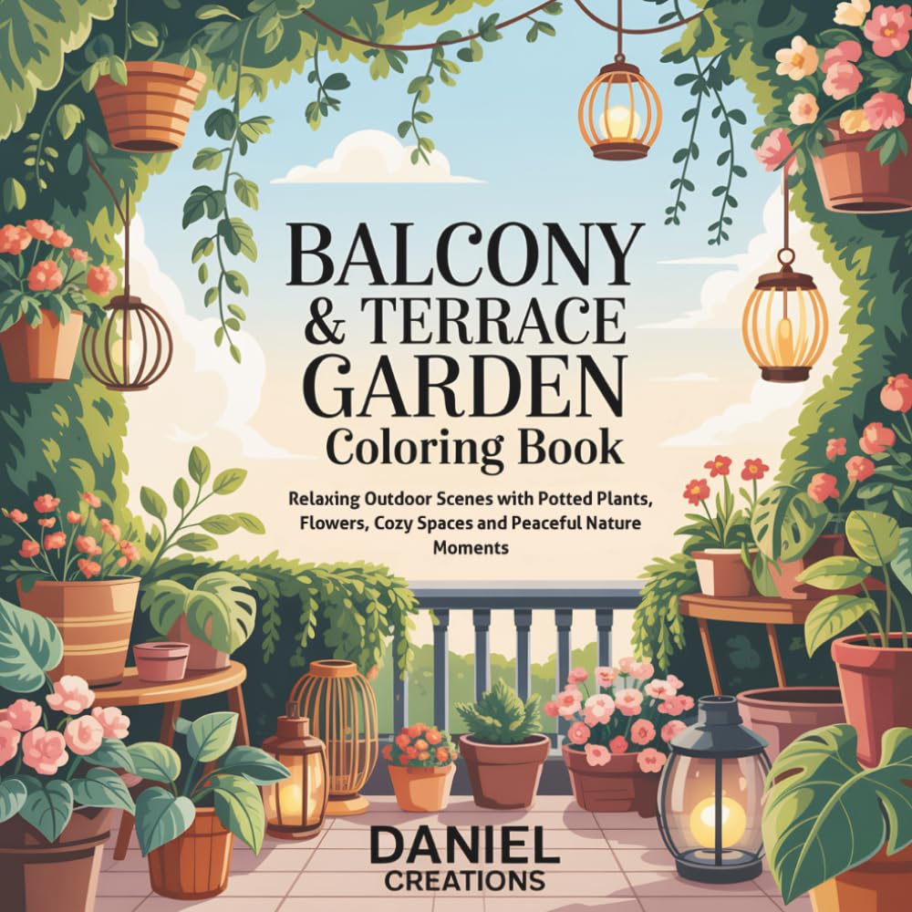 Balcony & Terrace Garden Coloring Book: Relaxing Outdoor Scenes with Potted Plants, Flowers, Cozy Spaces and Peaceful Nature Moments