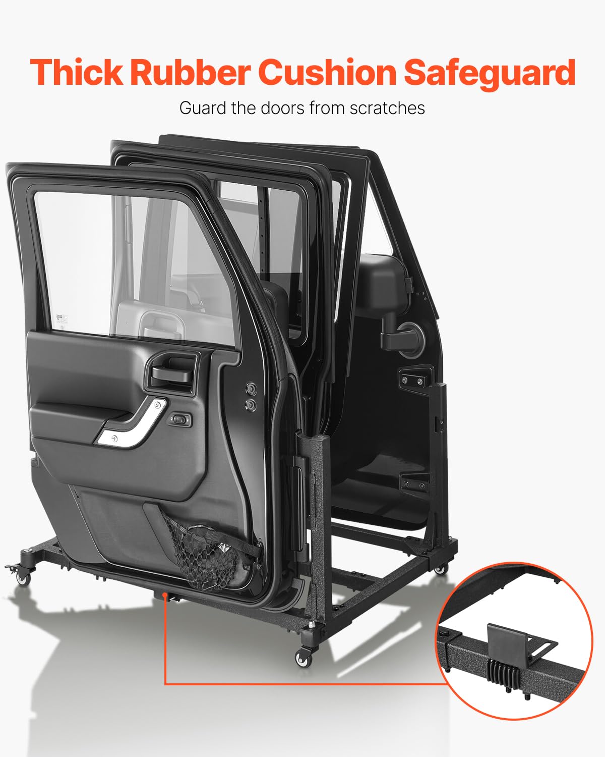 VEVOR Jeep-Türen-Aufbewahrungswagen (geeignet für 4 Türen) beweglich, stabiler Autotür-Halterungswagen, passend für Jeep Wrangler JK JKU JL Gladiator 2007-2024 Schwarz