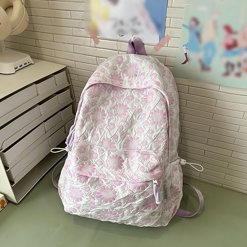 Miniatura 2 de Teclado Mochila Kawaii con bonitos accesorios, bolsas casuales de nailon con colgantes, bolsa ligera para laptop, mochilas de viaje (morado)