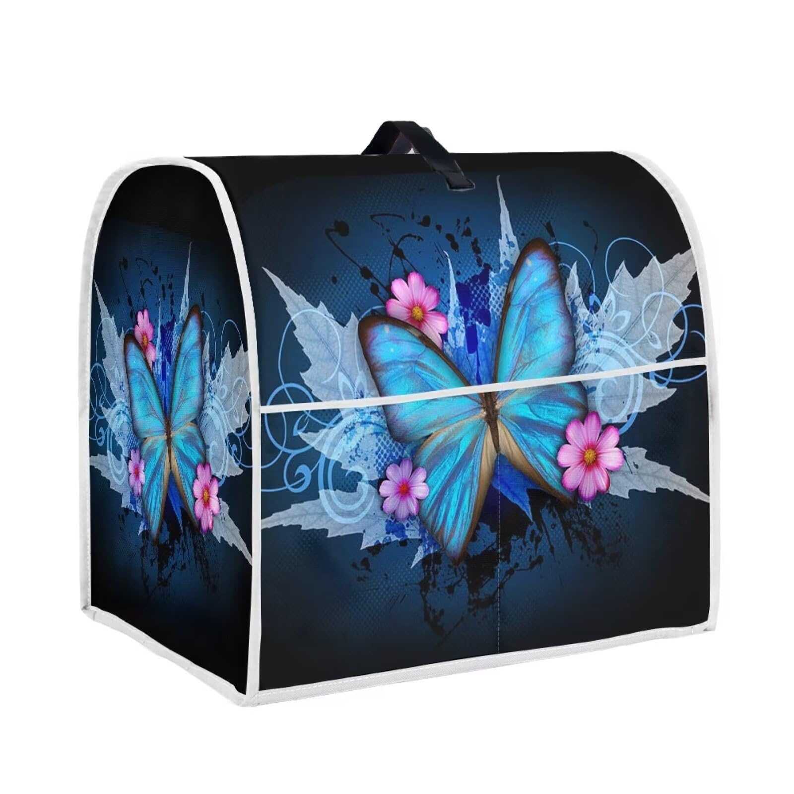 HOWILATH Blue Butterfly Mixer Cover Compatible with 6-8 Quart Kitchen Aid Mixer Accessories Decor, Blender Cover Fits Small Appliances Coffee Maker Juicer-L