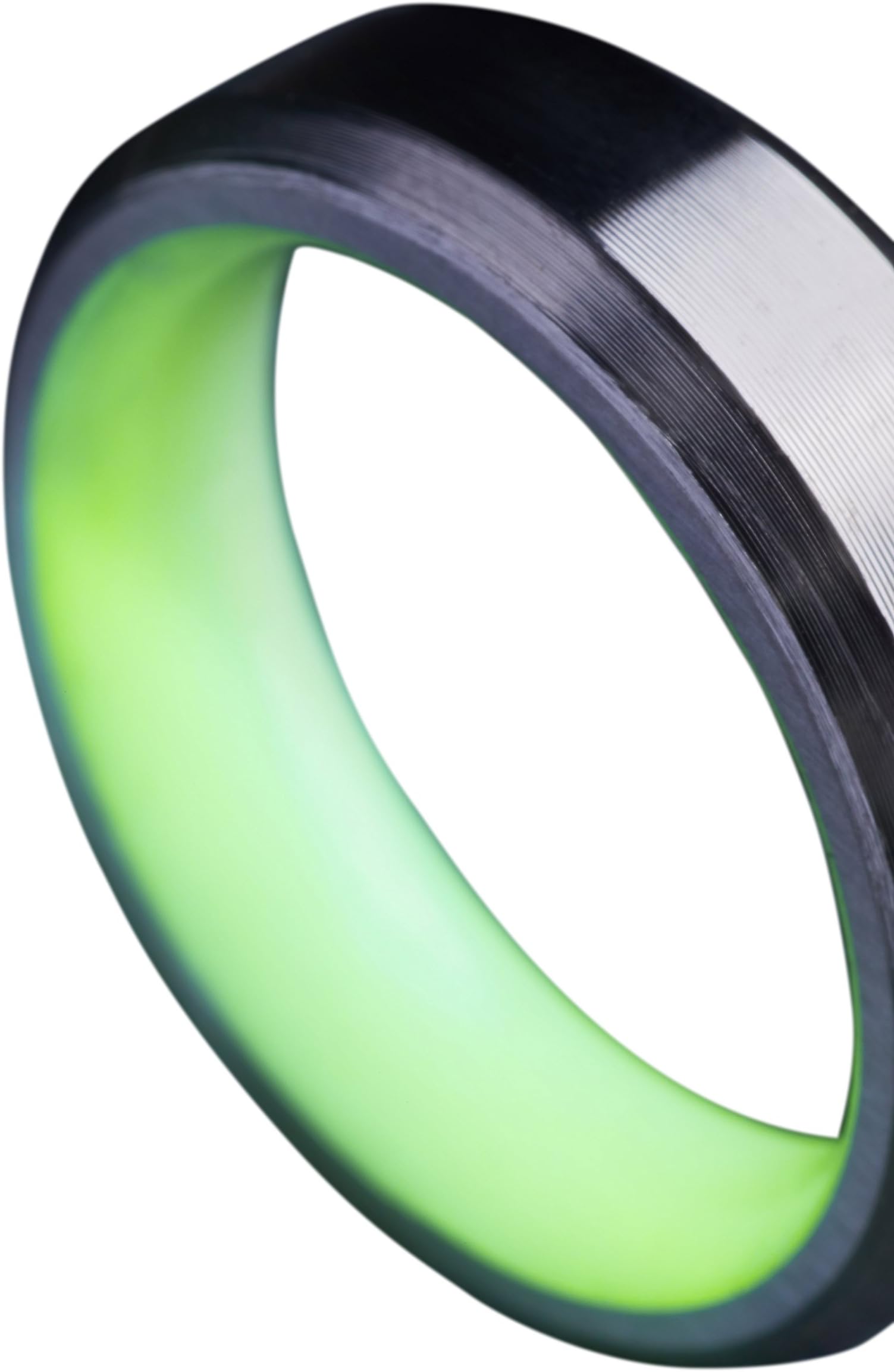 Men’s Titanium Glow Ring – Handcrafted, Minimalist, Titanium Band with Luminescent Interior Charged with UV Light