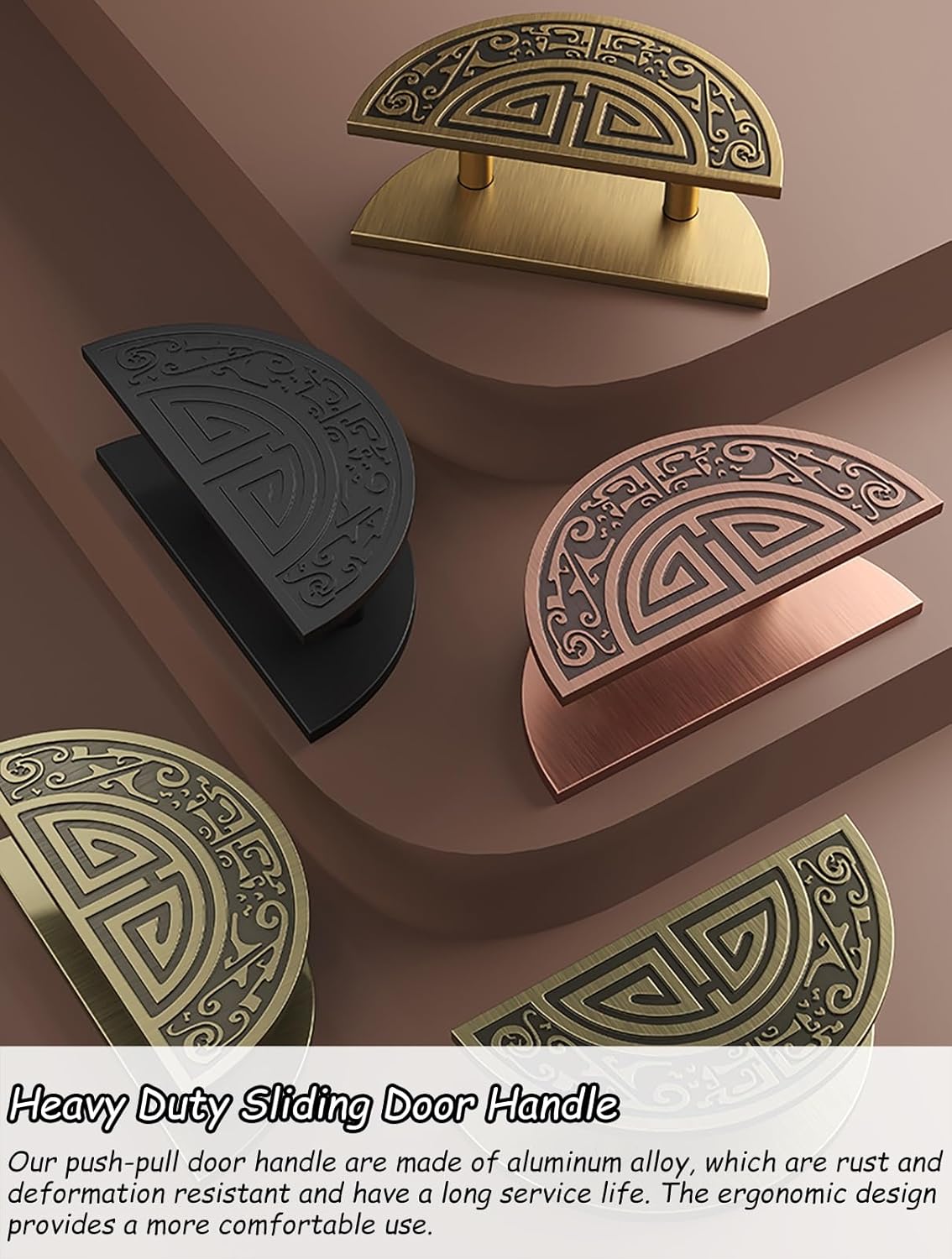 Black Door Handle Set for Single Glass/Wooden Door Push Pull Interior Exterior Hardware Double Sided 7.9"X3.9"