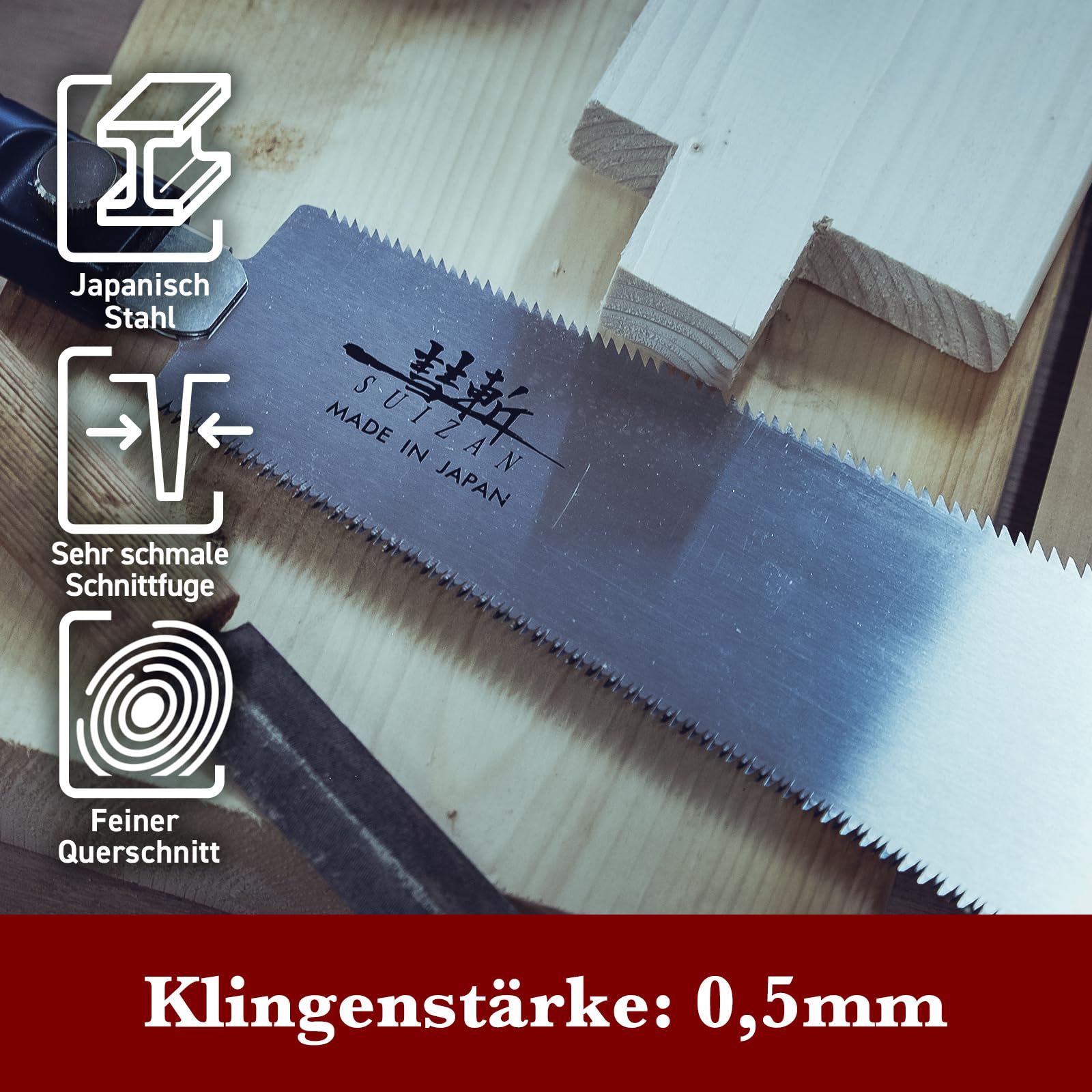 SUIZAN Ryoba Zweischneidige Säge 210mm - Professionelle Japansäge Zugsäge Handsäge Holz Saw Holzbearbeitungswerkzeuge
