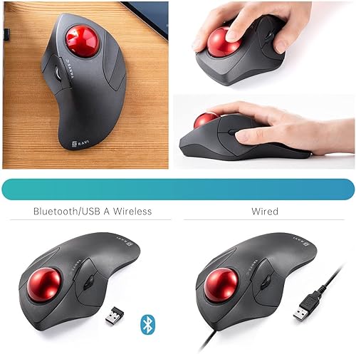 Miniatura 9 de SANWA Ratón de Trackball ergonómico con cable, ratón óptico Rollerball, botones silenciosos programables, Trackball de 1.732 in, 60080012001600 DPI