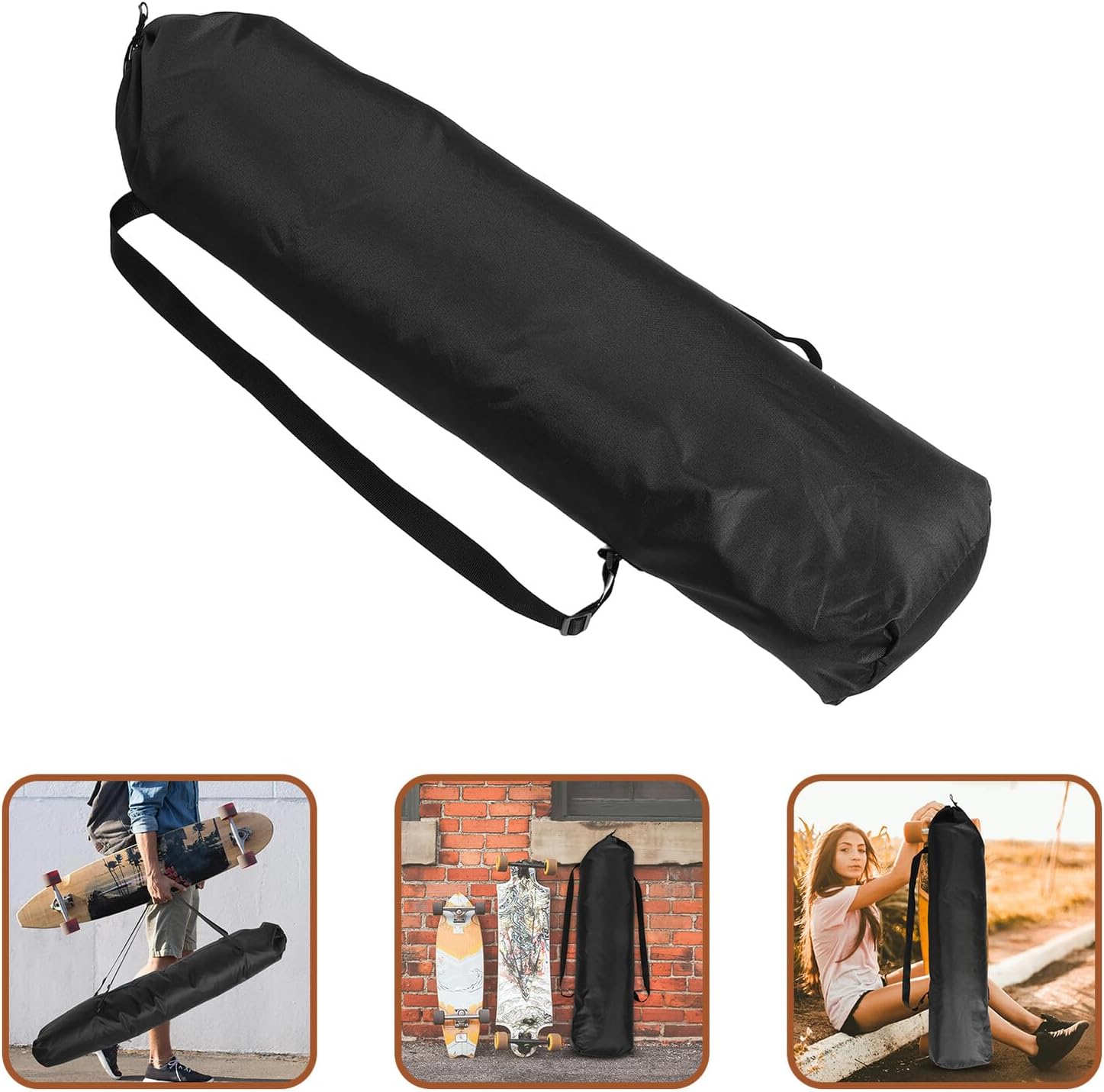 MAGICLULU Skateboard Backpack with Waterproof 600d Oxford Fabric Double Shoulder Straps Skateboard Carry Bag for Men and Organizer for Travel and Outdoor Sports