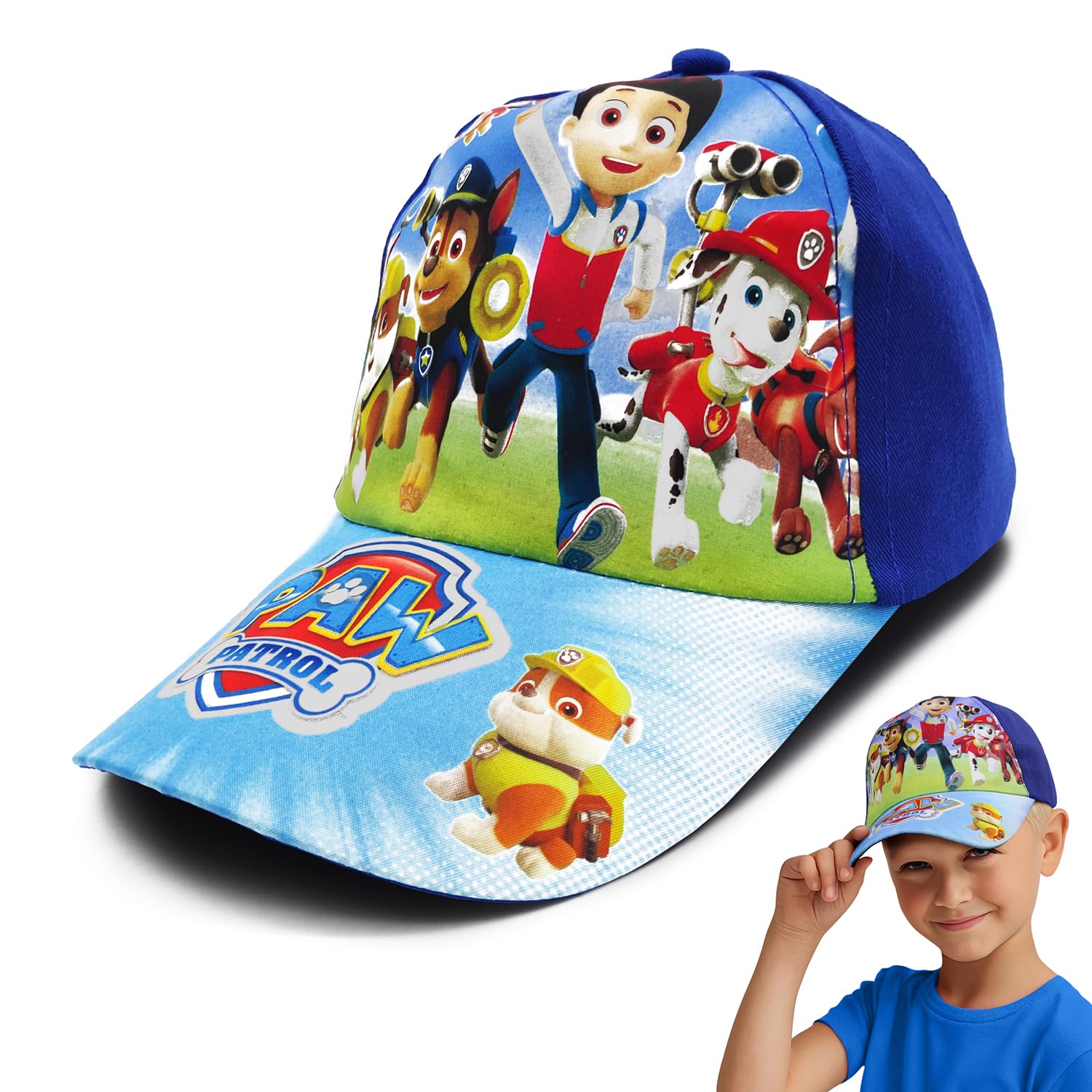 VRITRAZ Synthetic Paw Cartoon Character Printed Little Baseball Cap For Kids, Baby Girls & Boys 3-12 Years (Blue)