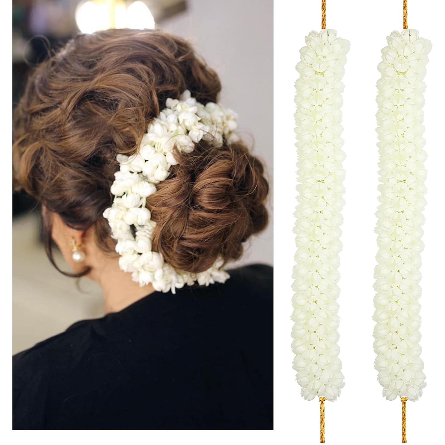 Karki Fusion Mogra White Gajra Tie Up Gajra Hair Accessories Long Band