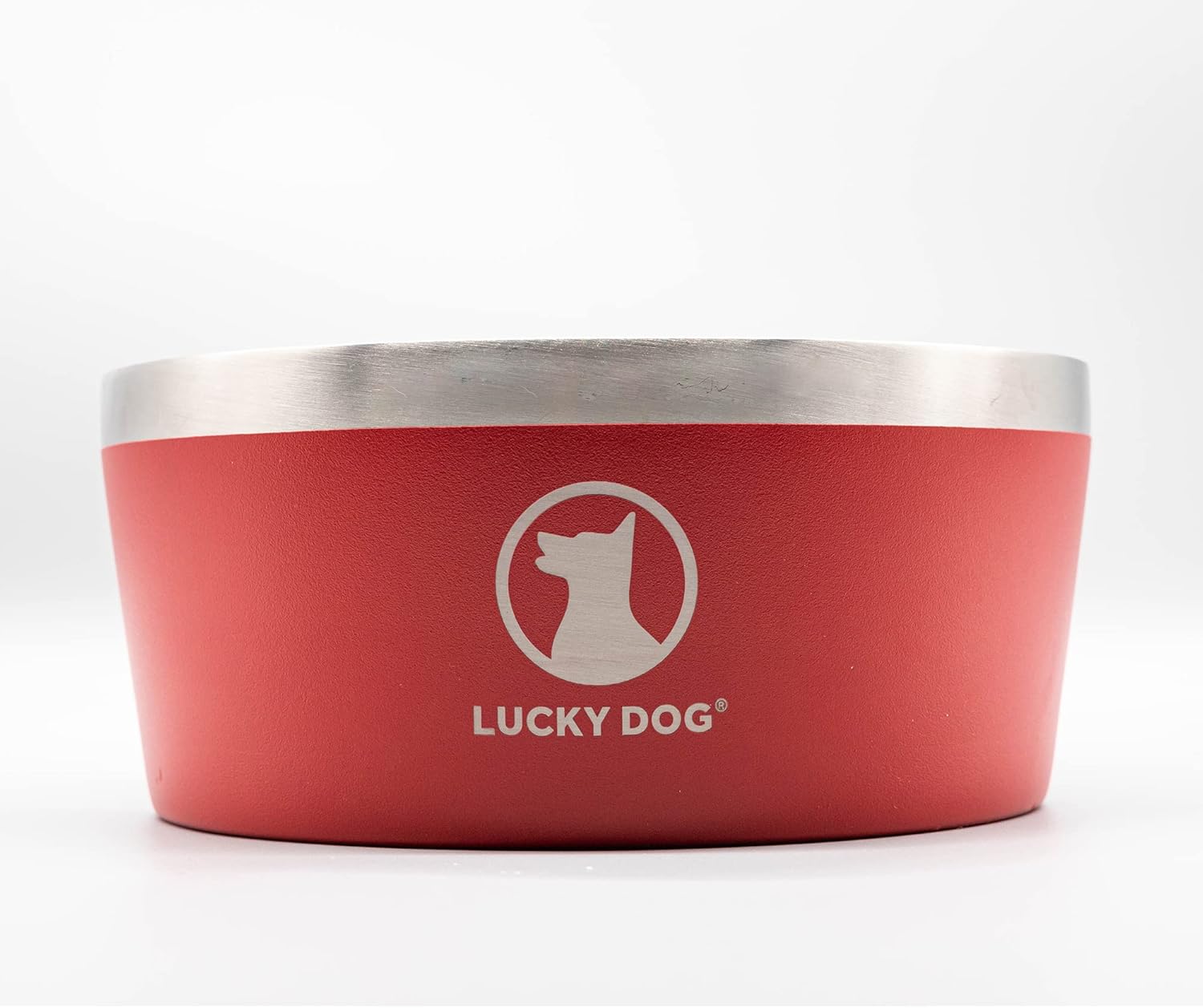 Lucky Dog Indulge Double Wall Stainless Steel Dog Bowl - Color Red (100 oz)