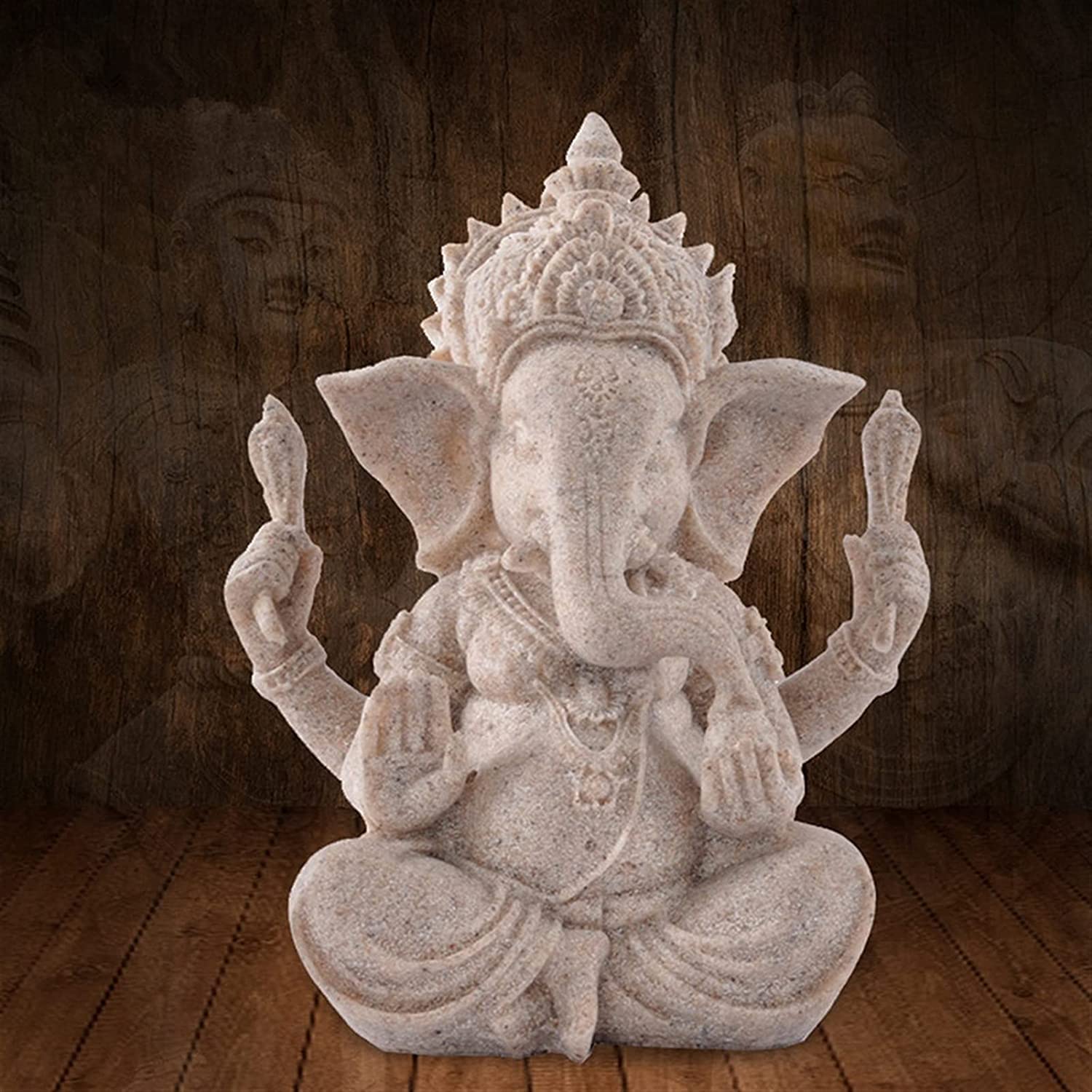 Statua Buddy/Budda Statuetka, Piaskowiec Indian Ganesha, religijna hinduska rzeźba buddy Fengshui z głową słonia, wyroby do dekoracji domu