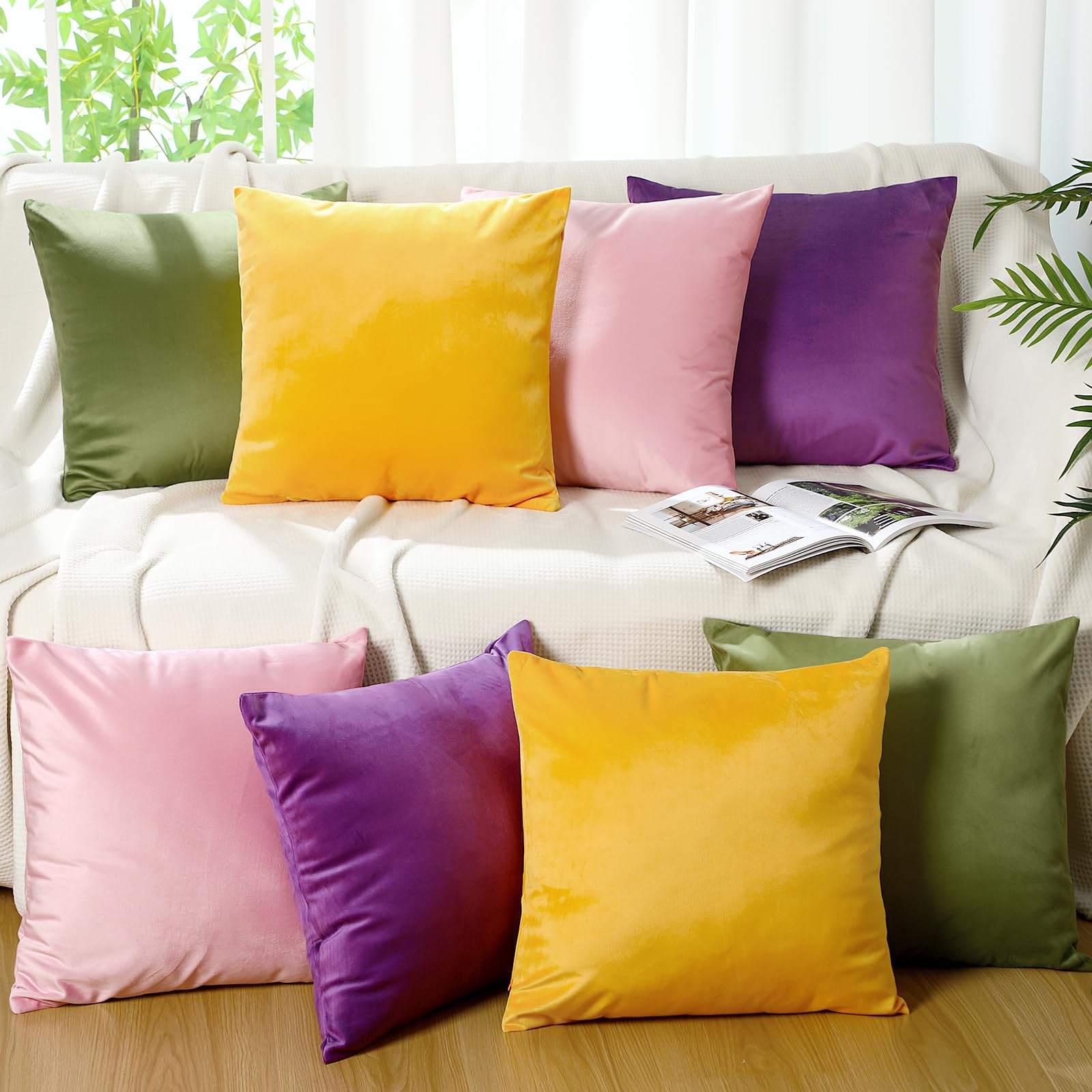 Housses de coussin en velours bohémien coloré Mixweer 45x45 cm lot de 8 pour décoration