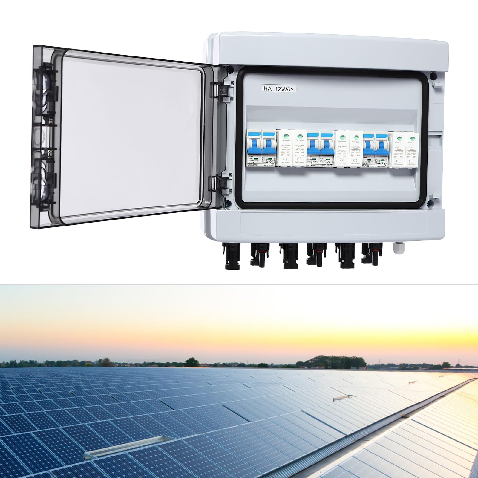 Boîte de jonction solaire, 1000 V, disjoncteur solaire, 3 entrées et 3 sorties, 63 DC, 2P 40 A, photovoltaïque, disjoncteur pour panneaux solaires
