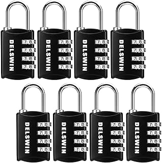 DELSWIN Combination-Padlock 4-Digit-Gym-Locker-Lock - 8 PCS Resettable Combo Lock for Toolbox School Employee Locker Weatherproof Travel Lock for Luggage Backpack Gate Shed