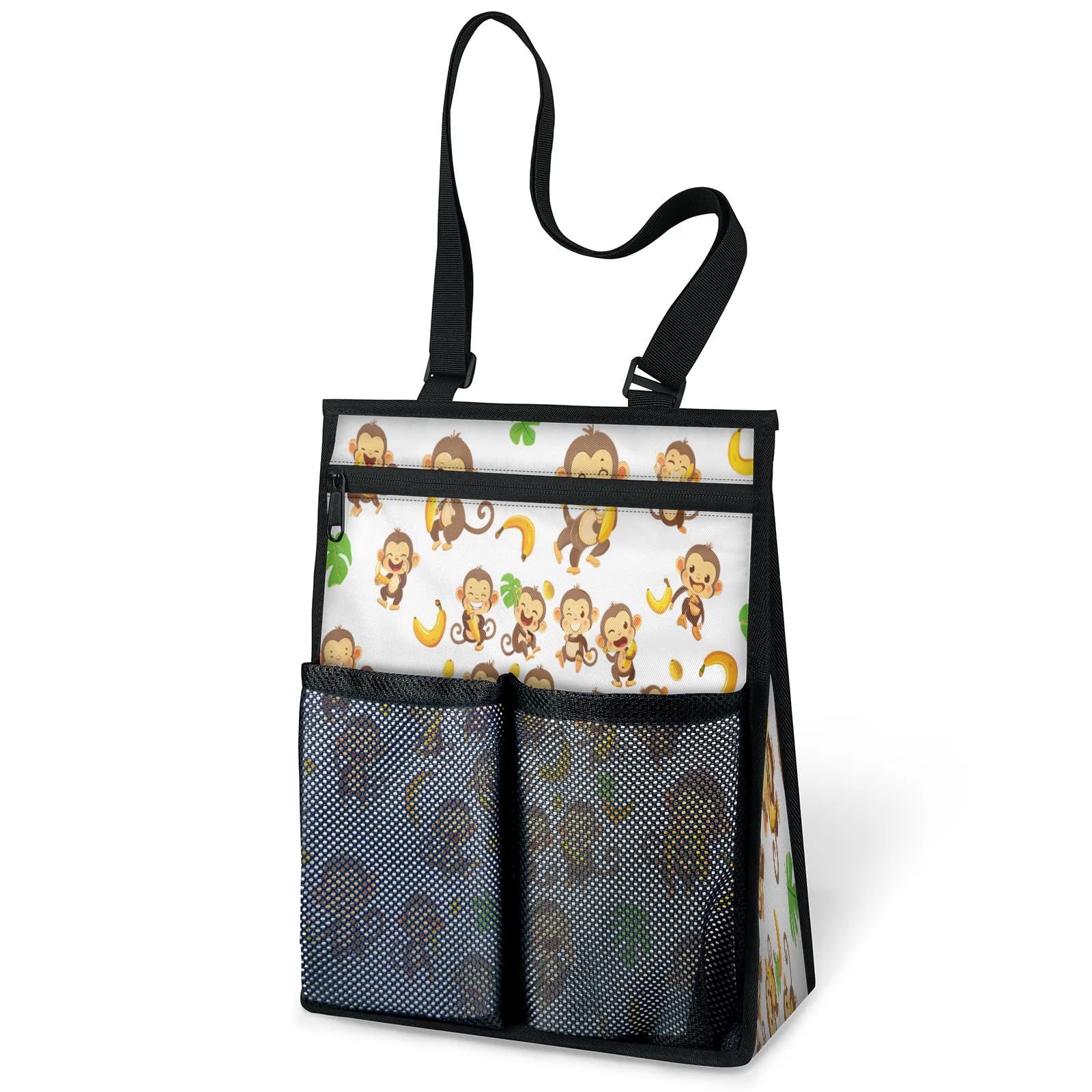 Ourtheme Cartoon Monkeys Portable Shower Bag for Travel Gym Camp Beach Tote Shower Caddy Bags Hanging Toiletry Organizer