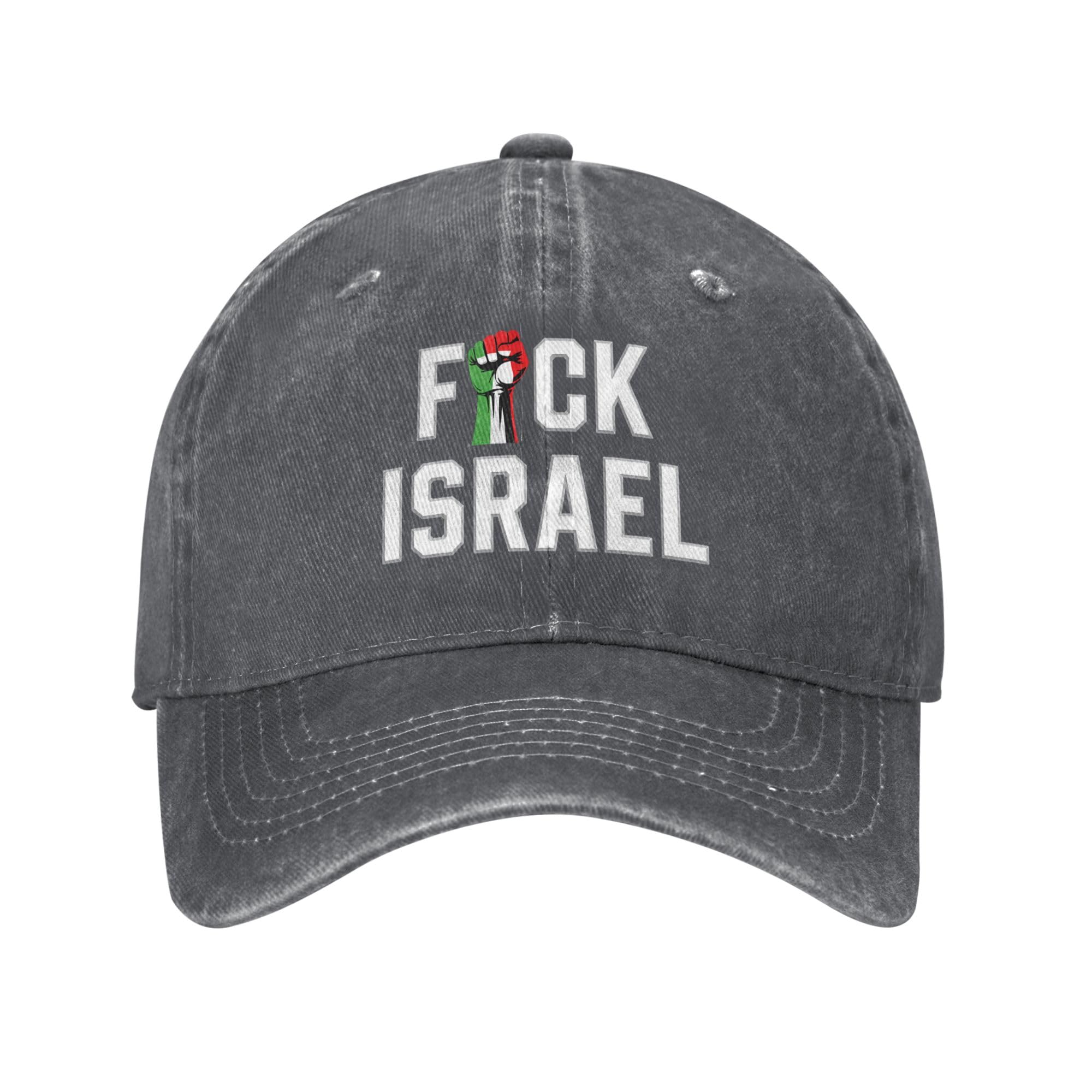 Kwqdozf Unisex Deep Heather Fuck Israel Hat Free Palestine We Won't Leave Save Gaza Golf Dad Hats Retro Baseball Cap