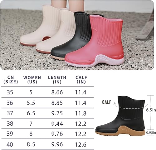 Miniatura 7 de Botas de lluvia para mujer, botas de jardín impermeables para mujer, botas de lluvia cortas de goma, botines Chelsea antideslizantes, zapatos