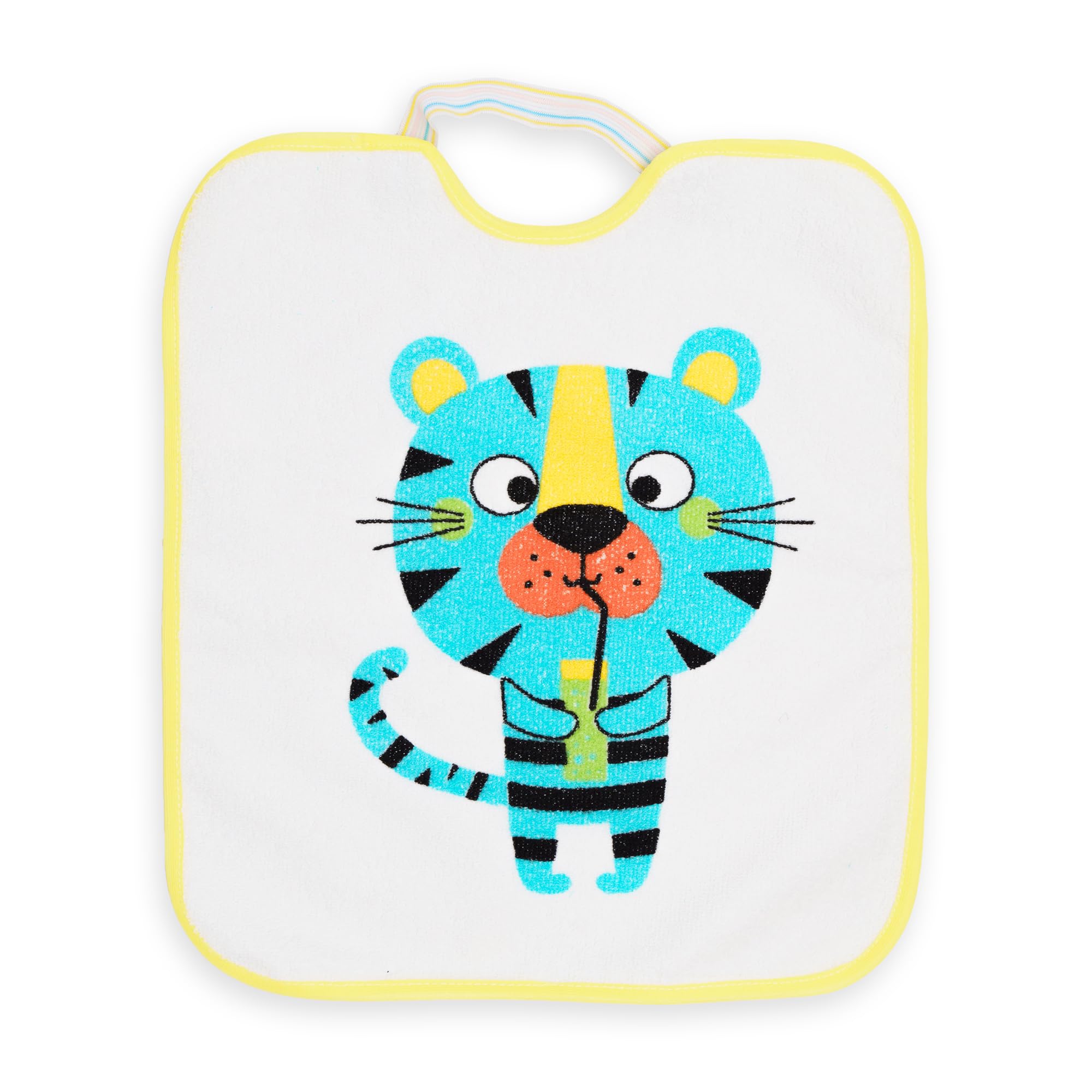 Ti TIN Lot De 4 Bavoirs Bébé Imperméables | Éponge 73% Coton 27% Polyester |Fermeture Élastique | Motifs Animaux |Parfaits Pour Maternelle Cantine | Facile À Nettoyer.