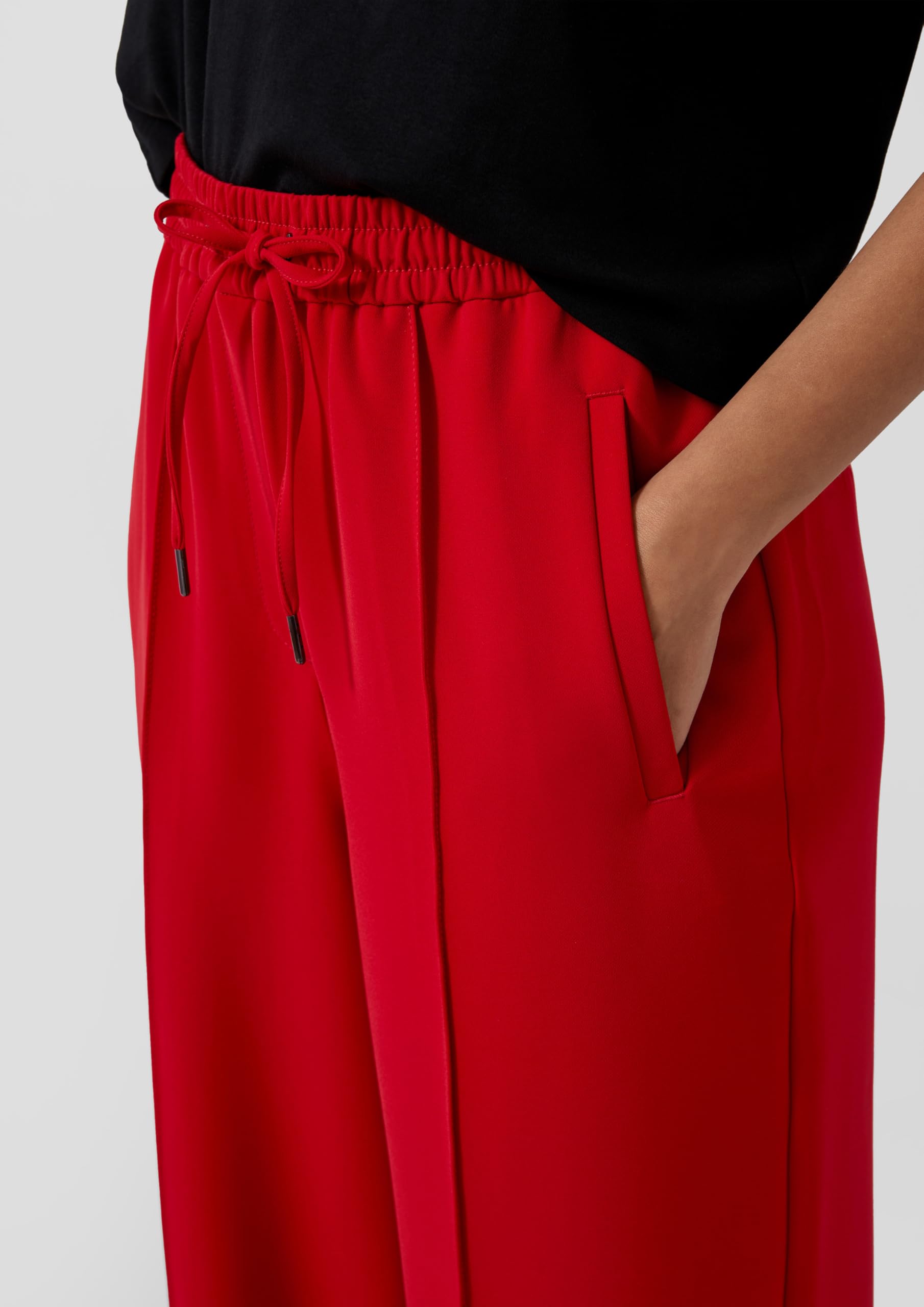s.Oliver Damen Hose lang, Wide Leg Fließende Hose mit Geradem Bein und Elastikbund