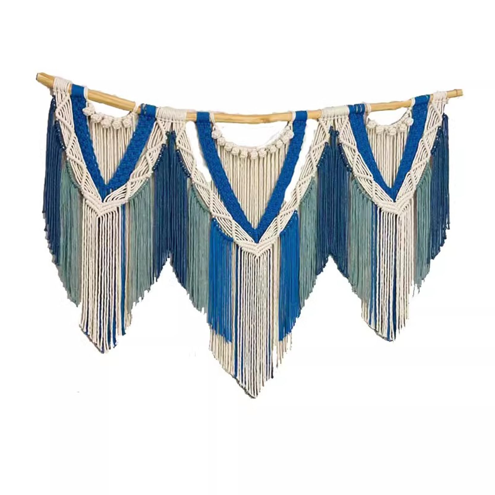 Tapiz de macramé para colgar en la pared, cuerda de algodón teñido, borla tejida a mano, decoración bohemia para el hogar para sala de estar, 120 x 80 cm