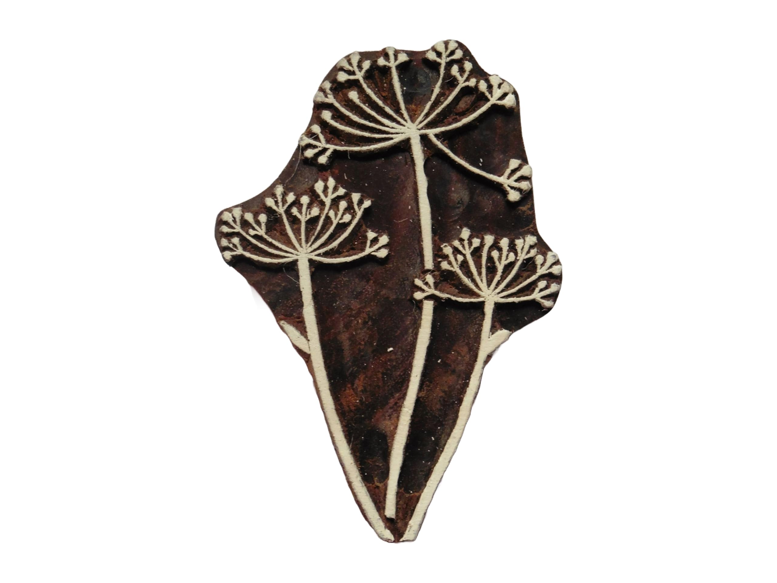 Seed Head Floral Shaped Indian Hand Carved Wooden Printing Block Stamp