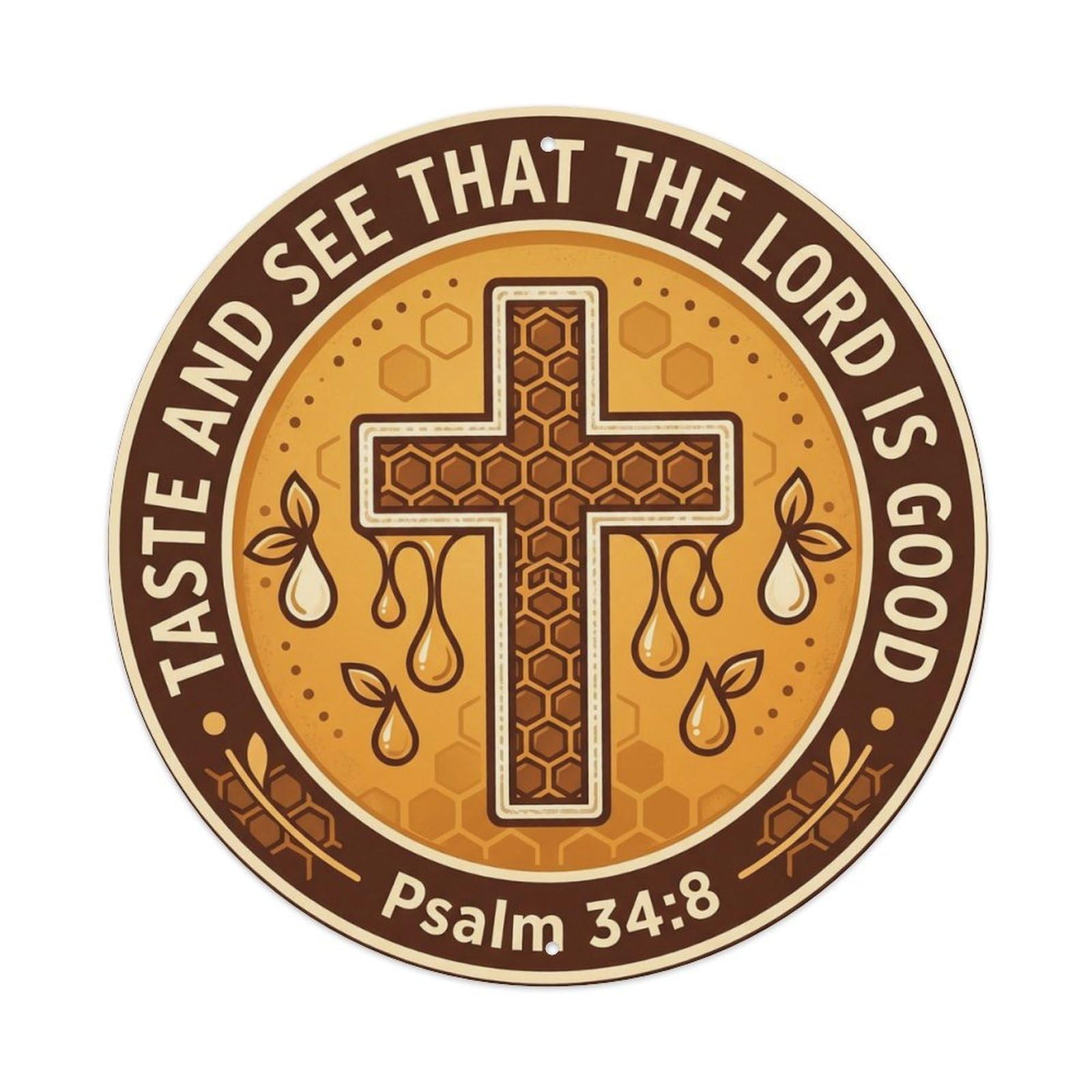 Blessing Medallion Vintage Seal Gentle Gospel Style Metal Tin Sign Plaque Wall Decor for Cafe, Man Cave, Club Bar, Office, Home Garden Round Metal Poster 8x8Inch