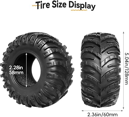 Miniatura 2 de 2.2 RC Crawler Neumáticos 1/10 RC Crawler Neumáticos con insertos de espuma OD 5.04 pulgadas/5.039 in para Axial Wraith Wrangler Wraith Spawn 1/10