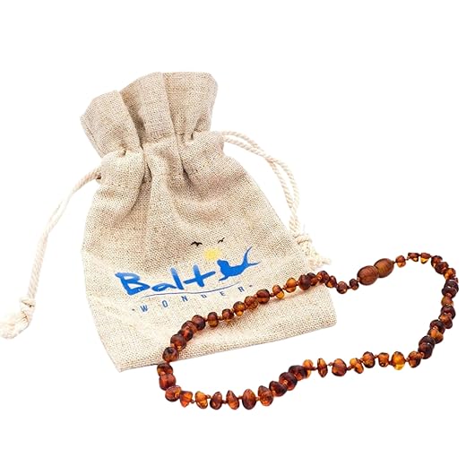 Baltic Wonder Amber Necklace (Baroque Polished Cognac) Certified as 100% Authentic Baltic Amber.