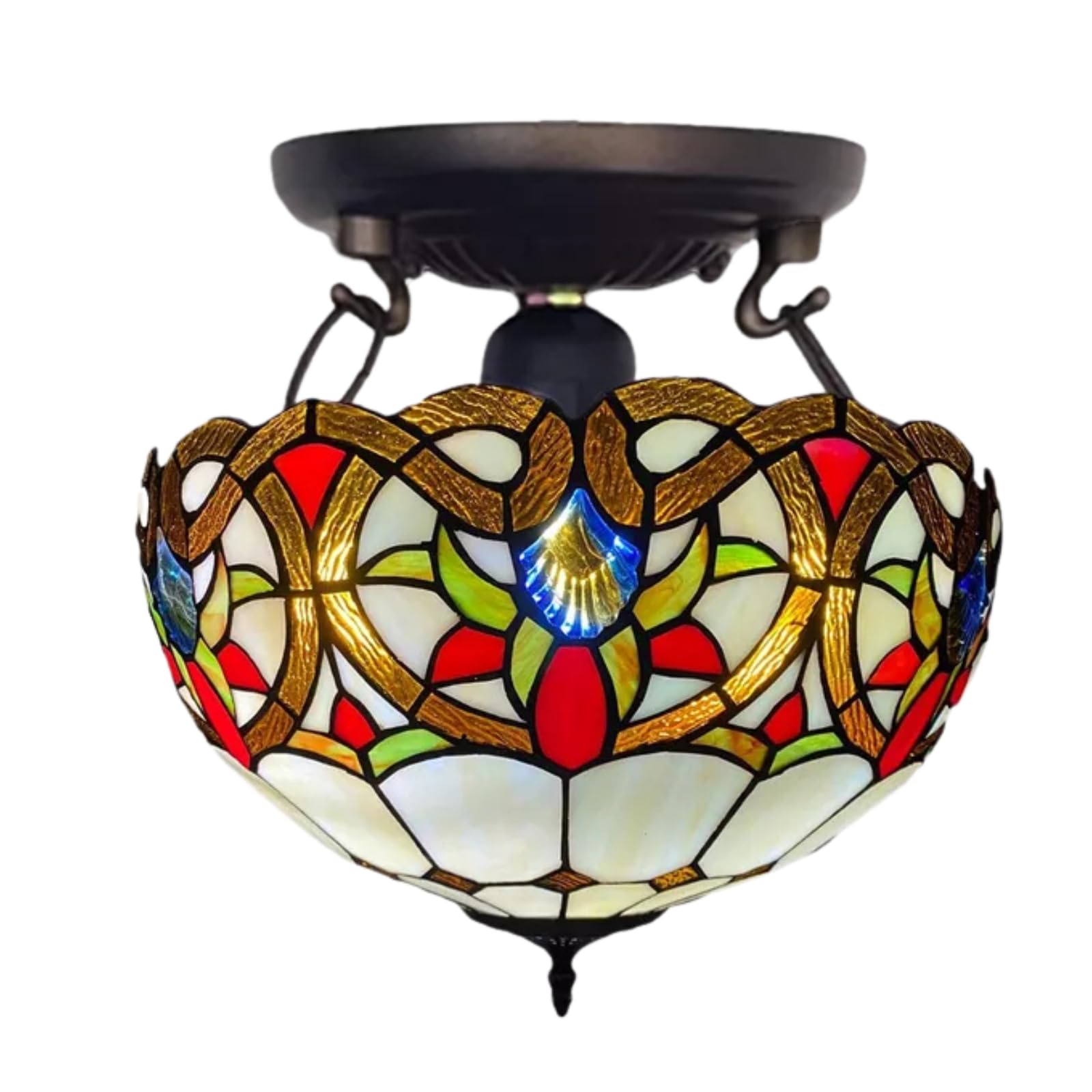 TIFFORA Tiffany Style Ceiling Lamp, 40.6 cm, Glass Shade (TF(C)-1650)