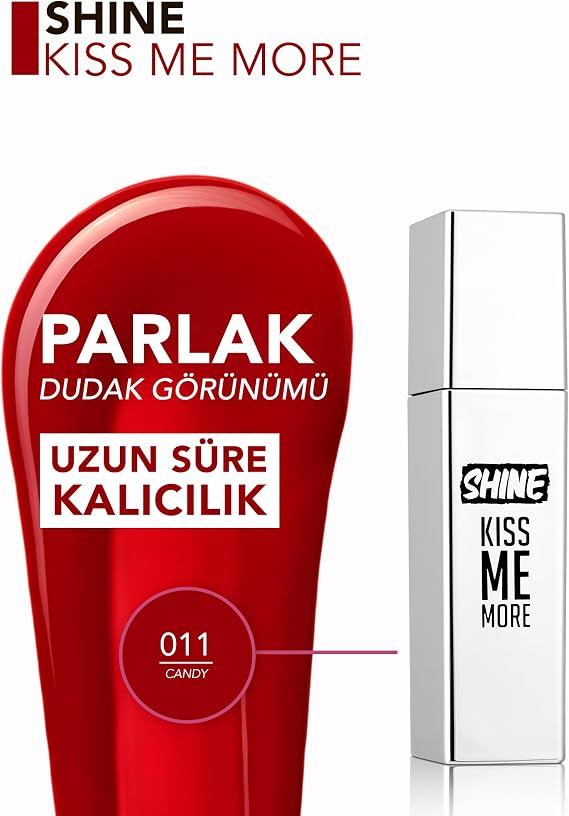 Flormar Kalıcı Parlak Likit Ruj (ŞEKER KIRMIZISI) - Shine Kiss Me More Lls - 011 Candy - 8682536083874