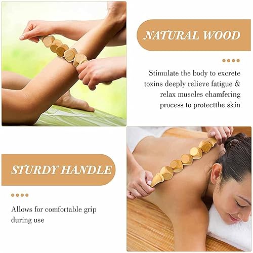 Miniatura 5 de 2 unidsset de madera Gua Sha herramientas de masaje de madera rodillo de taza para celulitis raspado promover la circulación sanguínea aliviar el