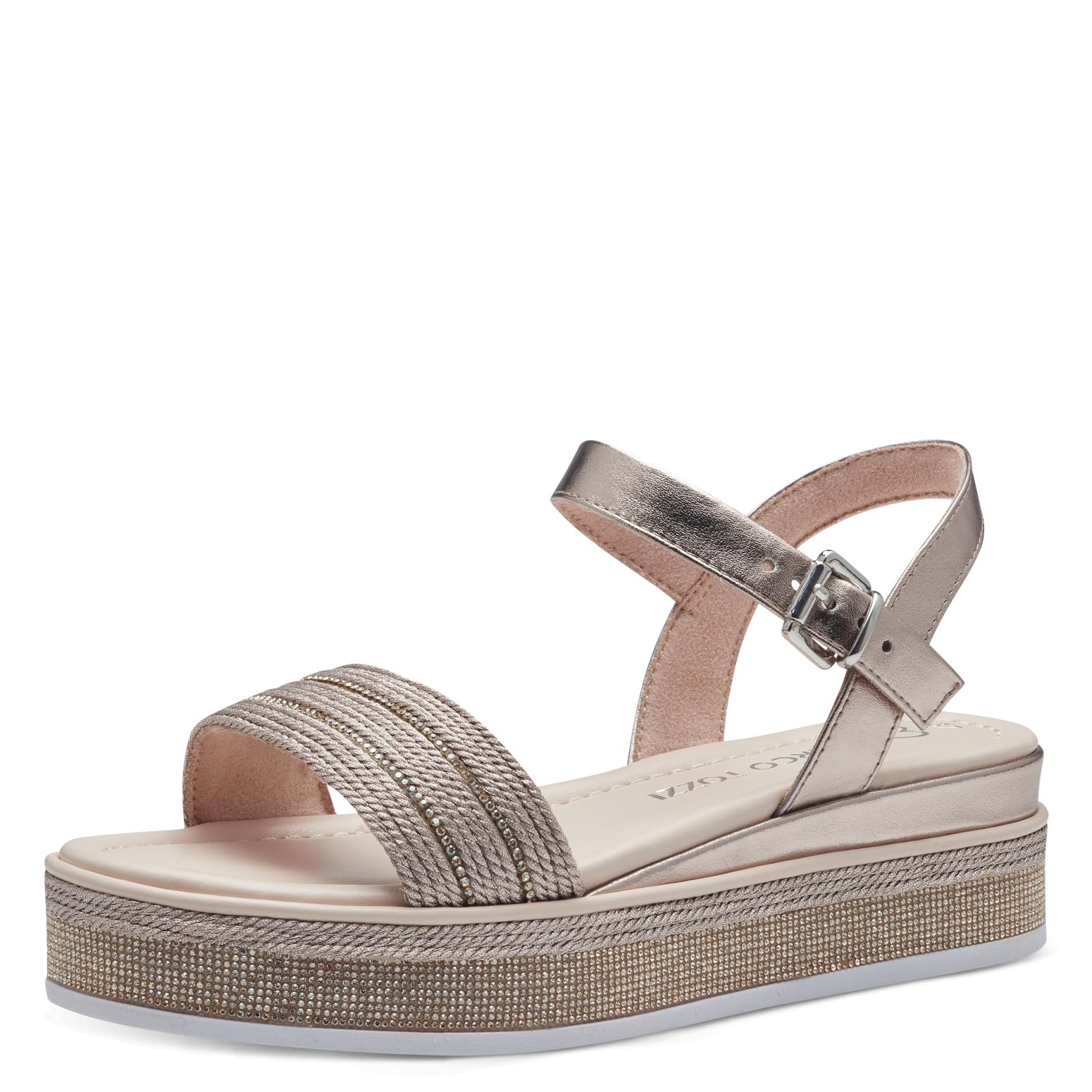 MARCO TOZZI Women's 2-28700-42 Wedge Sandal, Metallic Rose, 7.5