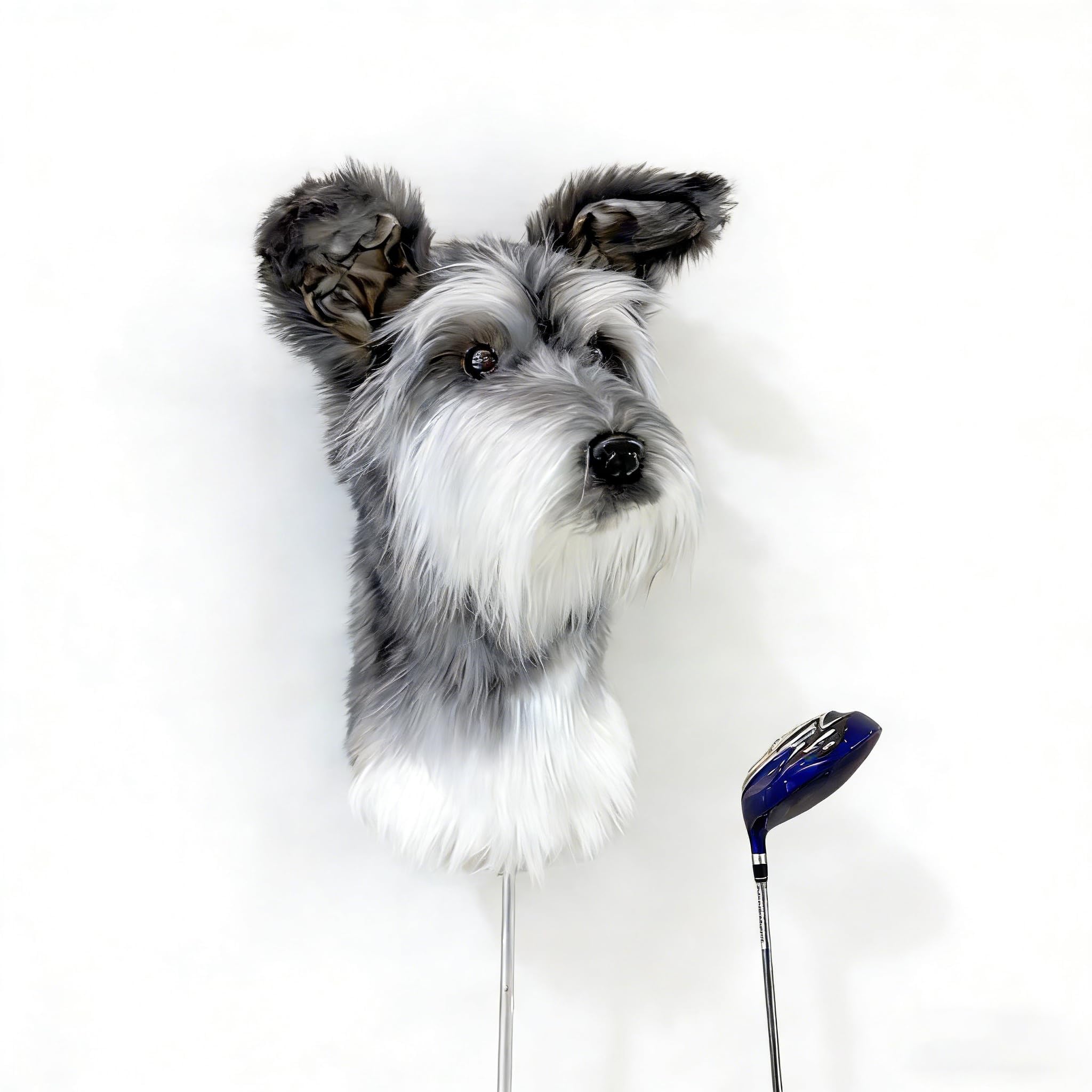 FurEverClone Schnauzer Golf Head Cover - Realistic Dog Design, Fits 460CC/450CC/350CC Drivers, Premium Material, Protective Golf Club Cover, Perfect