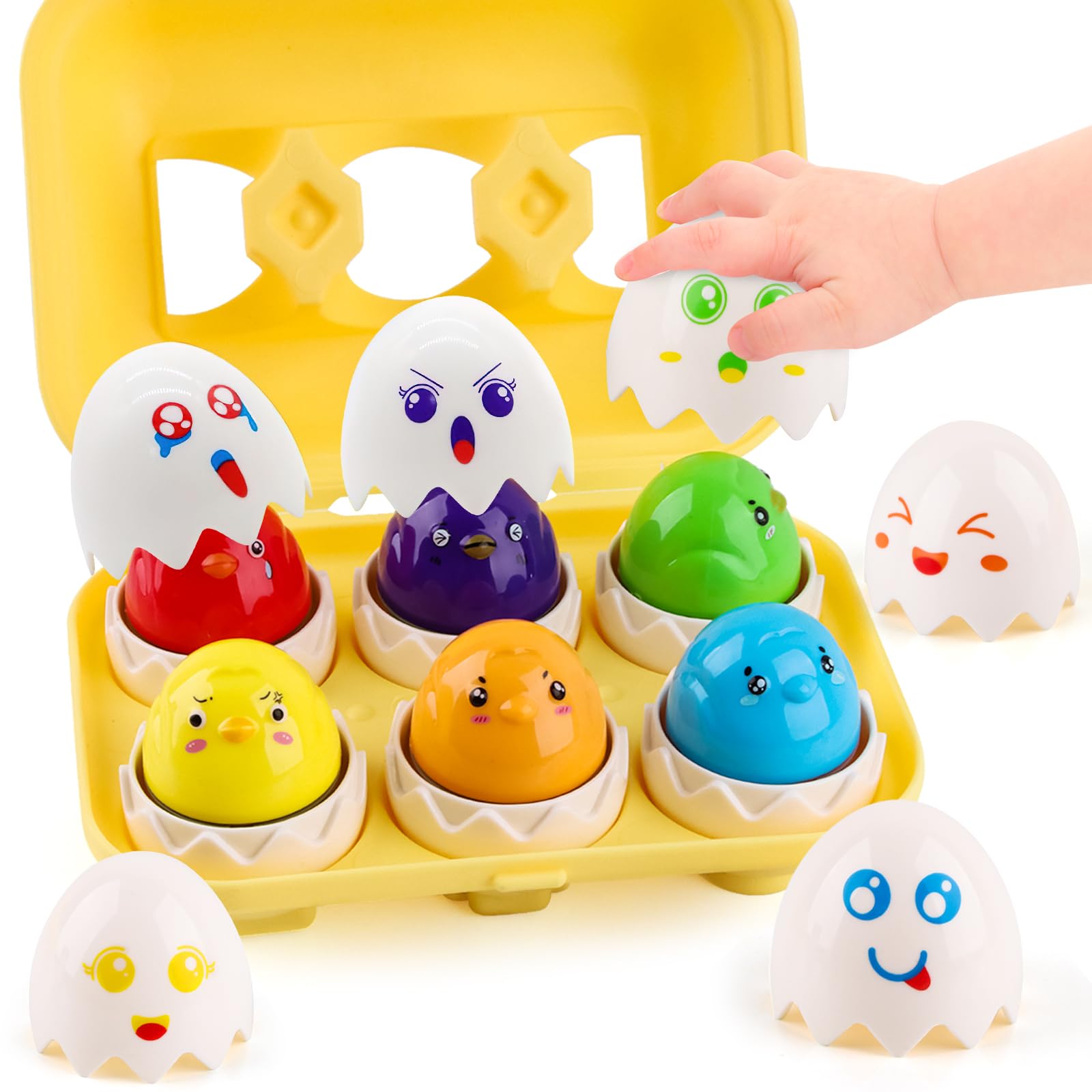 Machine Egg Juguete, SilverChry Juguete Huevos Encajables, Juego de Clasificación Montessori, Puzzle de Formas, Clasificar Colores, Juego de Huevos, Navidad Pascua Regalos Niños
