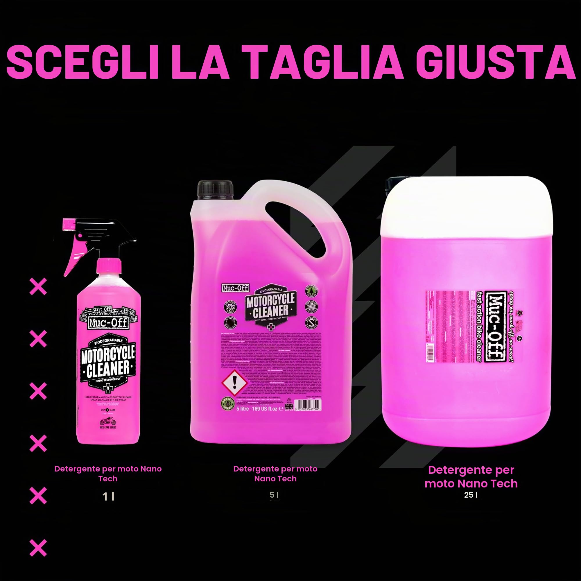 Muc-Off Nano-Tech Motorcycle Cleaner, 5 l - Spray Detergente Moto Biodegradabile ad Azione Rapida - Prodotto Pulizia Moto Sicuro su Tutte le Superfici e Adatto a Tutti i Tipi di Moto