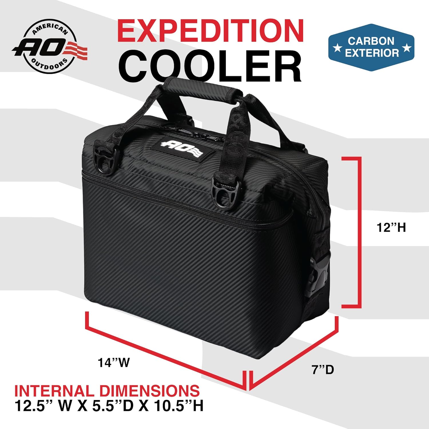 AO Coolers Expedition Carbon Soft Cooler Bag, Insulated and Leak-Proof, for Camping, Boating, Offroading