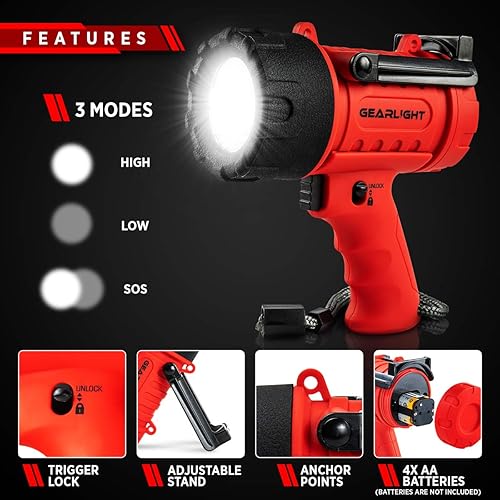 Miniatura 4 de GearLight - Linterna de proyector LED impermeable Watchman, alta en lúmenes AA para accesorios de campamento al aire libre, equipo de kayak marino,