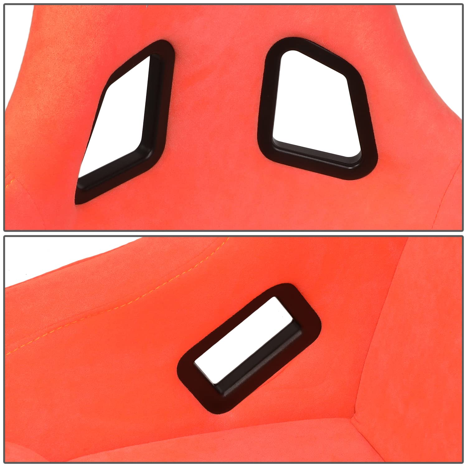 NRG Innovations NRG-FRP-302PH-ULTRA Prisma Asiento de carreras con respaldo fijo con soporte de montaje inferior, asiento de color melocotón/respaldo de copos dorados