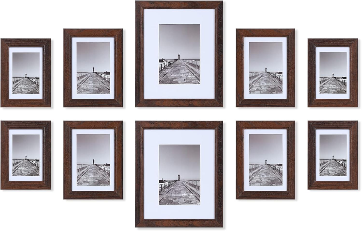 Buy Picture Frames Brown Set of 10,Bulk Frames for 8x10, 5x7, 4x6, Real