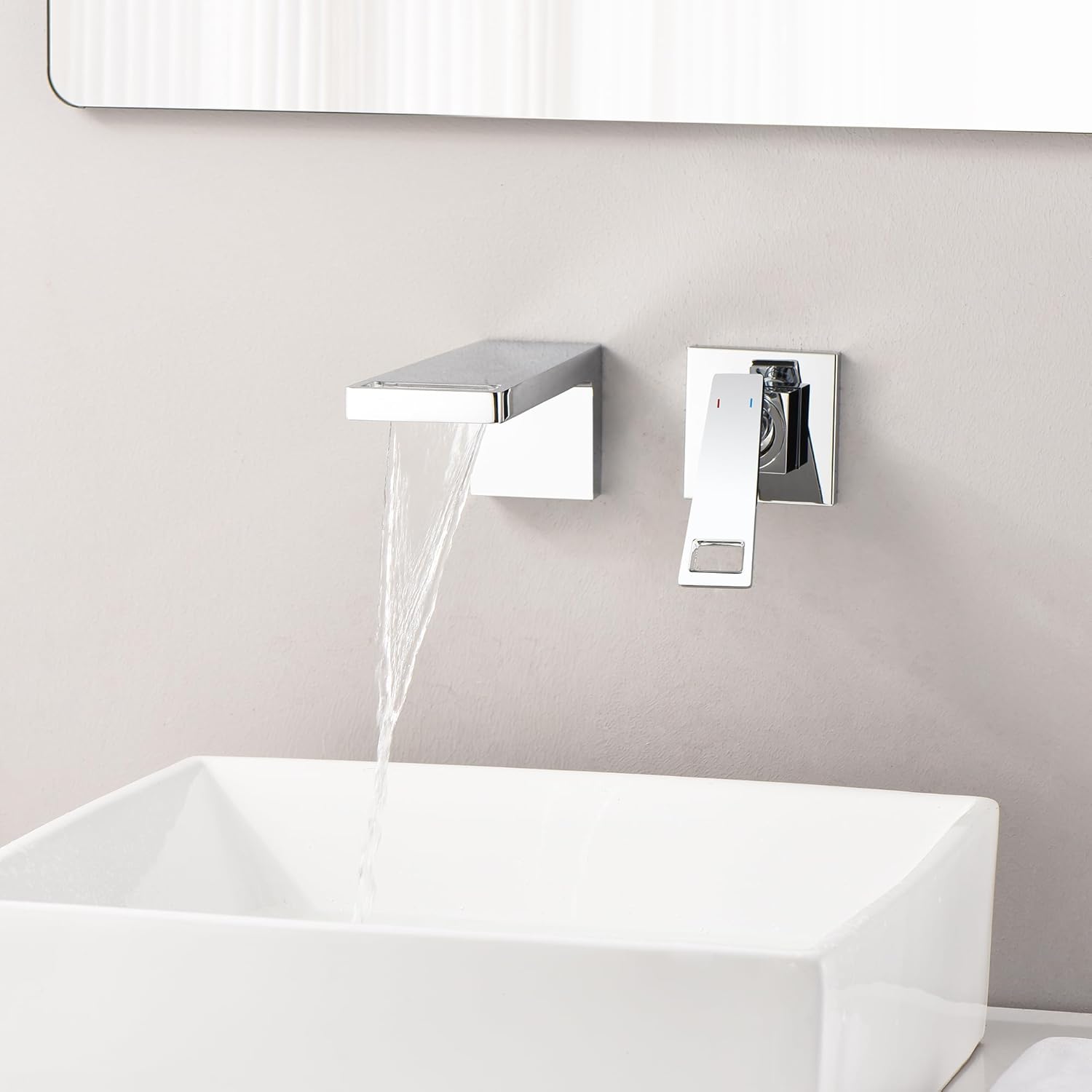 Sumerain Wall Mount Bathroom Sink Faucet with Adjustable Aerator and Brass Materail, Chrome