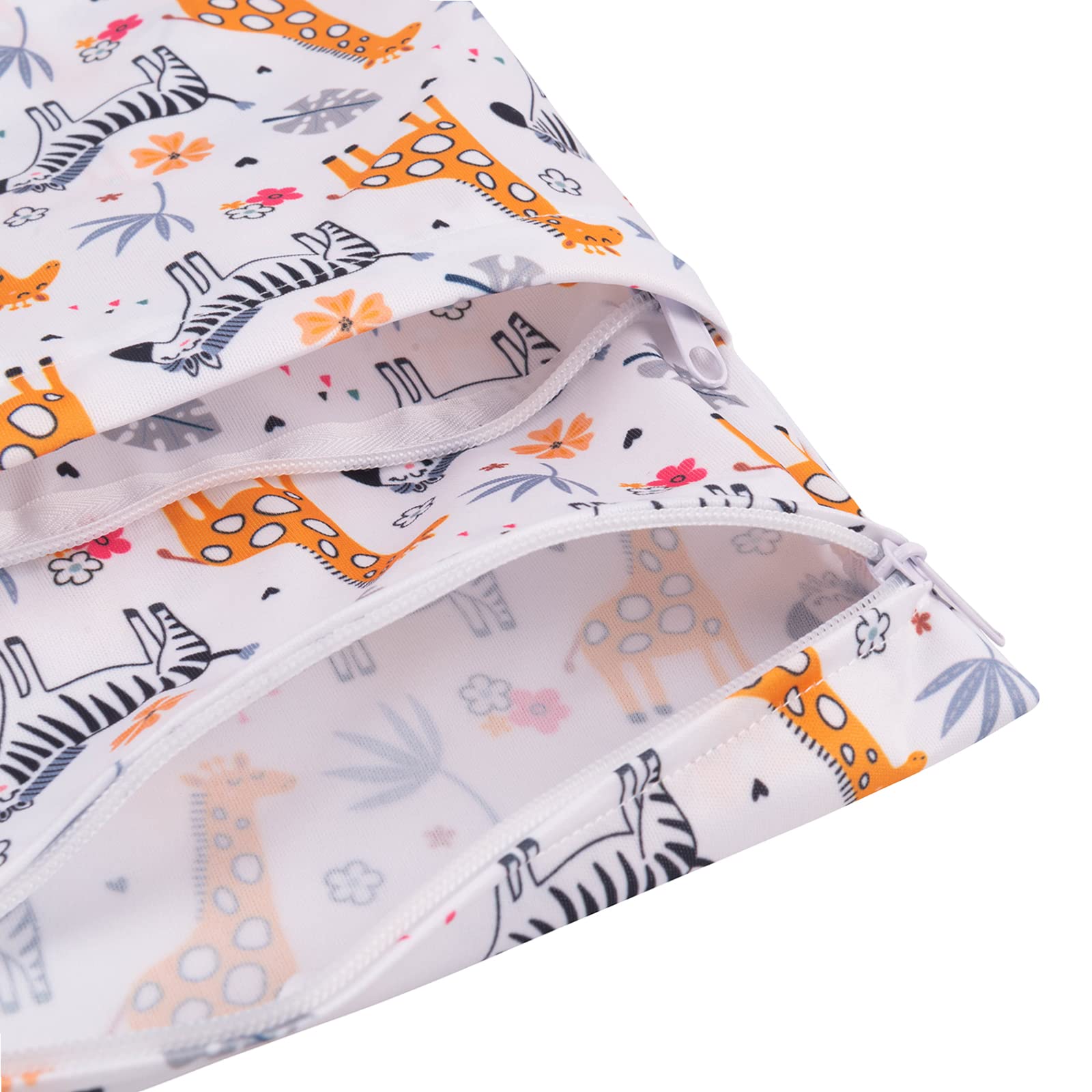 Babygoal Nass- und Trockentaschen für Babywindeln, waschbare Reisetaschen, Strand, Pool, Turnbeutel für Badeanzüge und nasse Kleidung, mit Zwei Reißverschlusstaschen, Giraff und Bär, Travel
