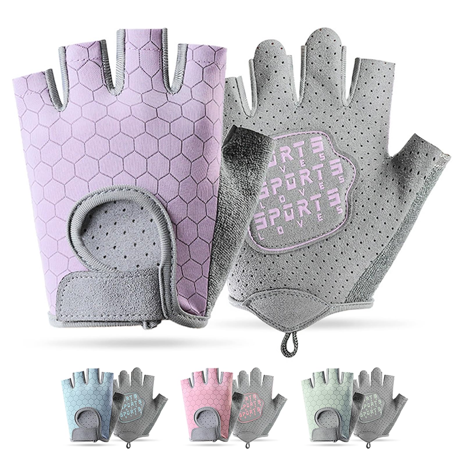 Guantes Bici Niño,Guantes Niño,Guantes Sin Dedos Seda de Hielo,Palms Protección Antideslizantes Cómodos y Transpirables para Bicicletas, Scooters, Clases de Educación Física(Rosa M)