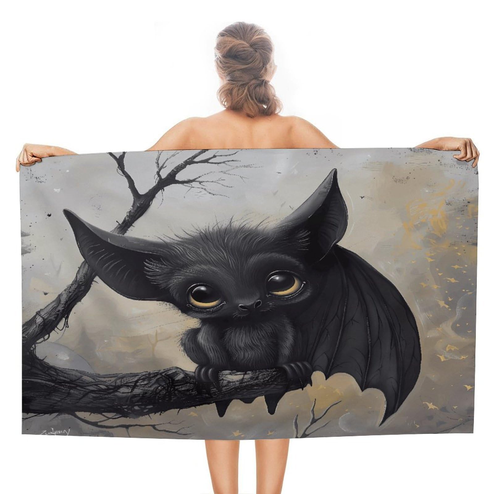 VstaDank Bat Beach Towel 51x31 Inch Oversized Soft Bath Towel Luxury Plush Thick Hotel Swim Pool Towels Super Quick Dry Travel Towels for Camping Gym Sports Yoga