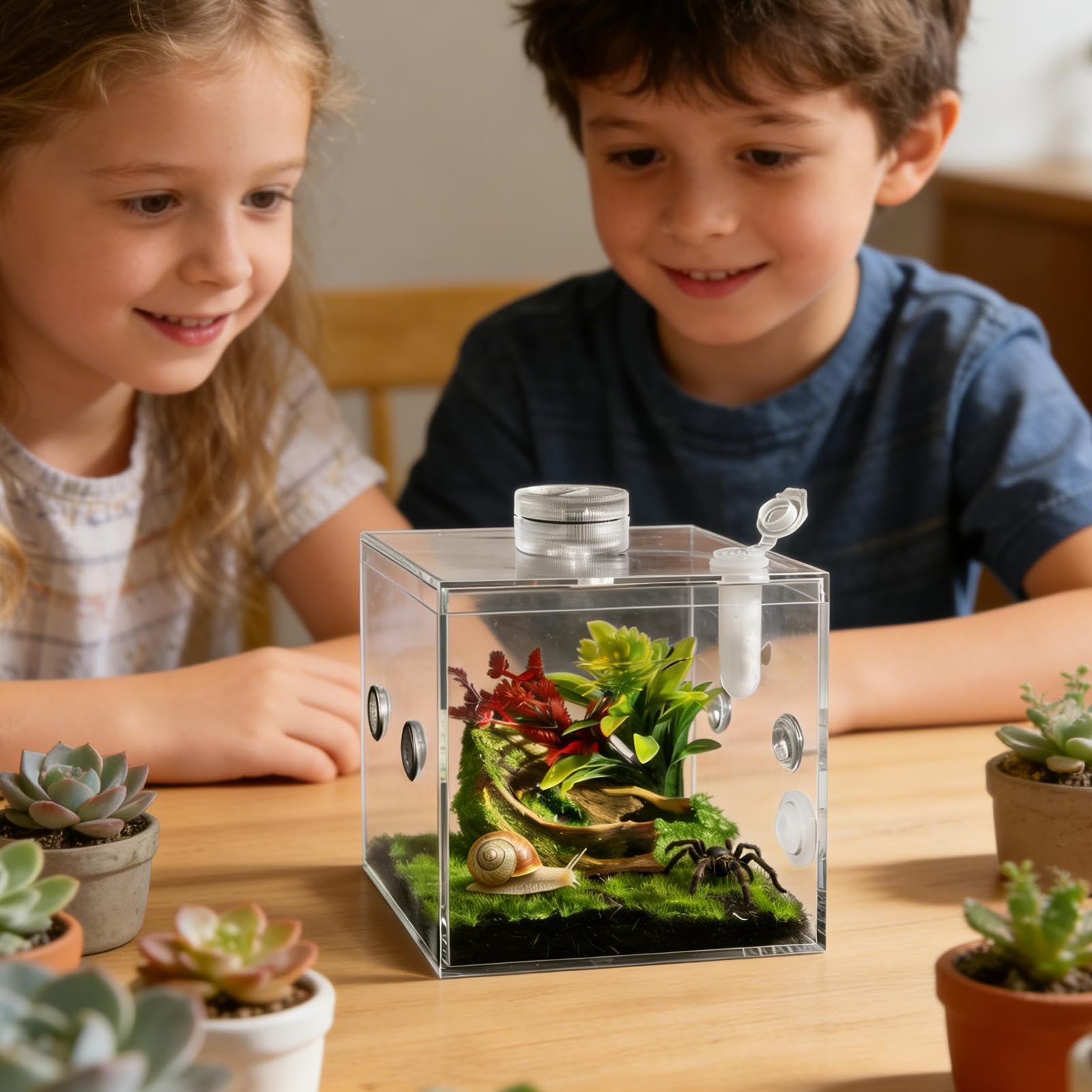 Recinto para Arañas Saltadoras, Juego De Cría De Reptiles Acrílico Transparente con Recinto, Paisaje, Dispositivo De Ventilación, Plato, Dispositivo De Iluminación para Tarántulas Arbóreas — view 4